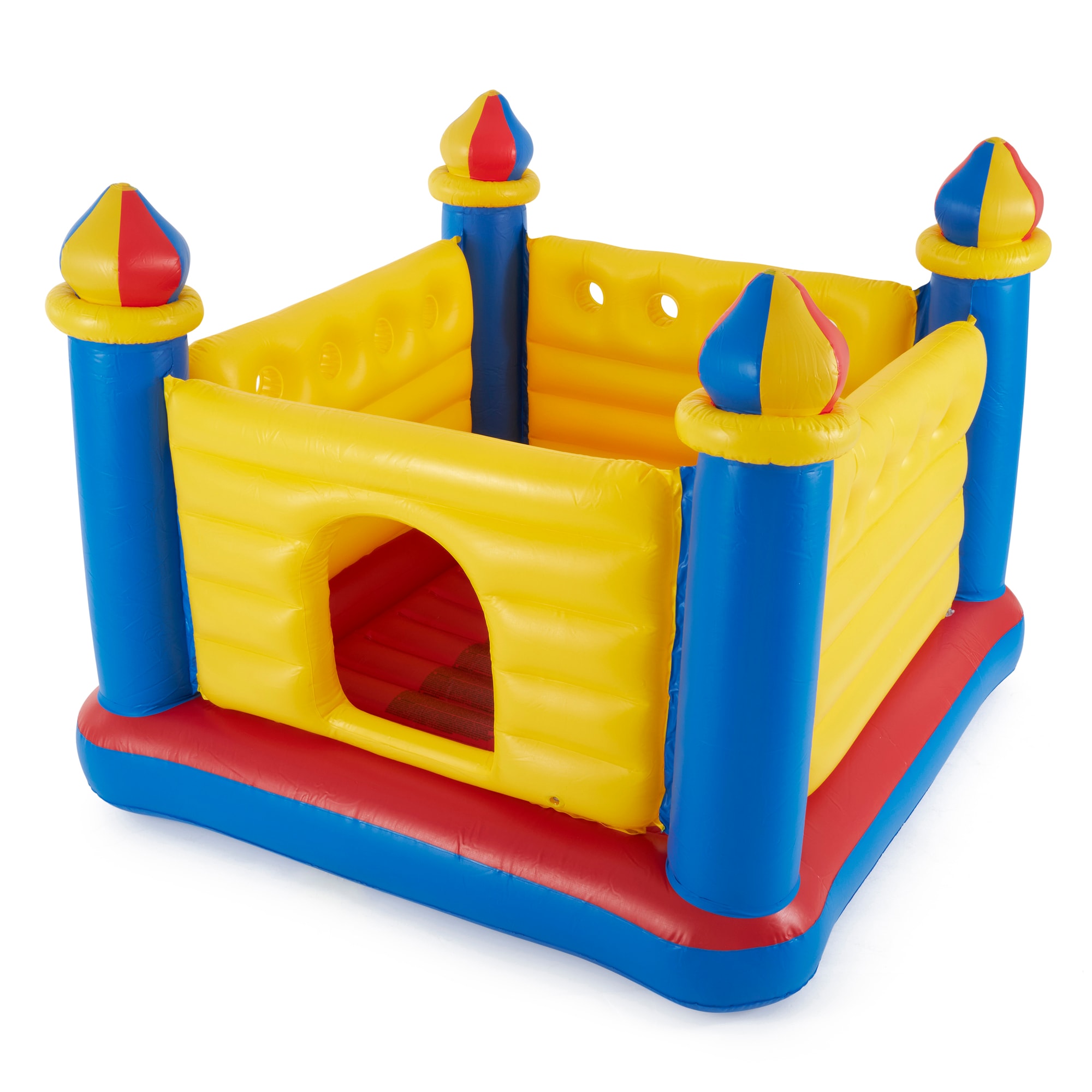 Inflatable Colorful Jump-O-Lene Kids Ball Pit Castle Bouncer | Outdoor Bounce House for Ages 3-6 | Multi-Color Vinyl | Blower Included | - Intex 23692