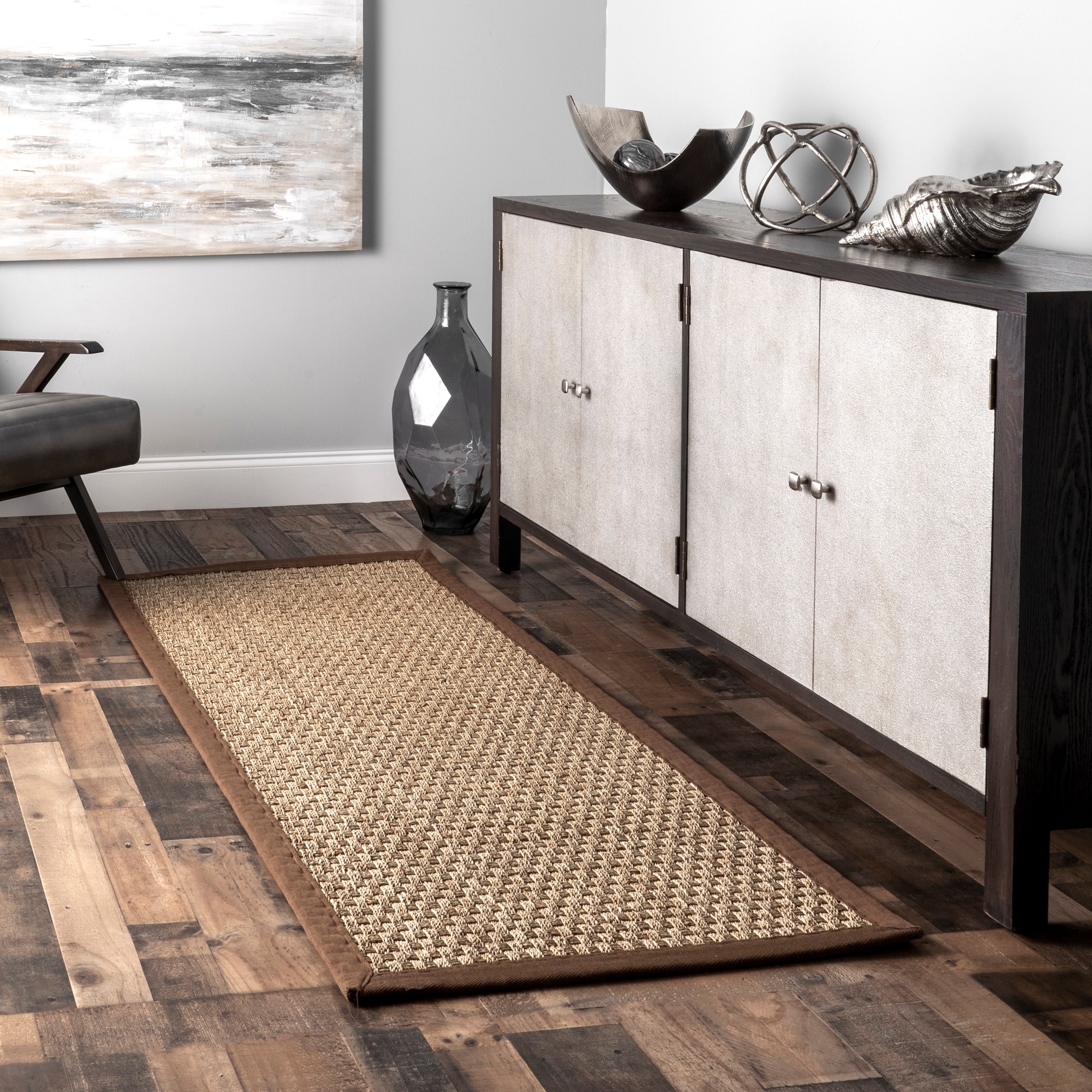 nuLOOM HJSG01D-2606 Hesse 2 x 6 (ft) Loomed Seagrass Brown Rectangular Indoor Geometric Runner rug