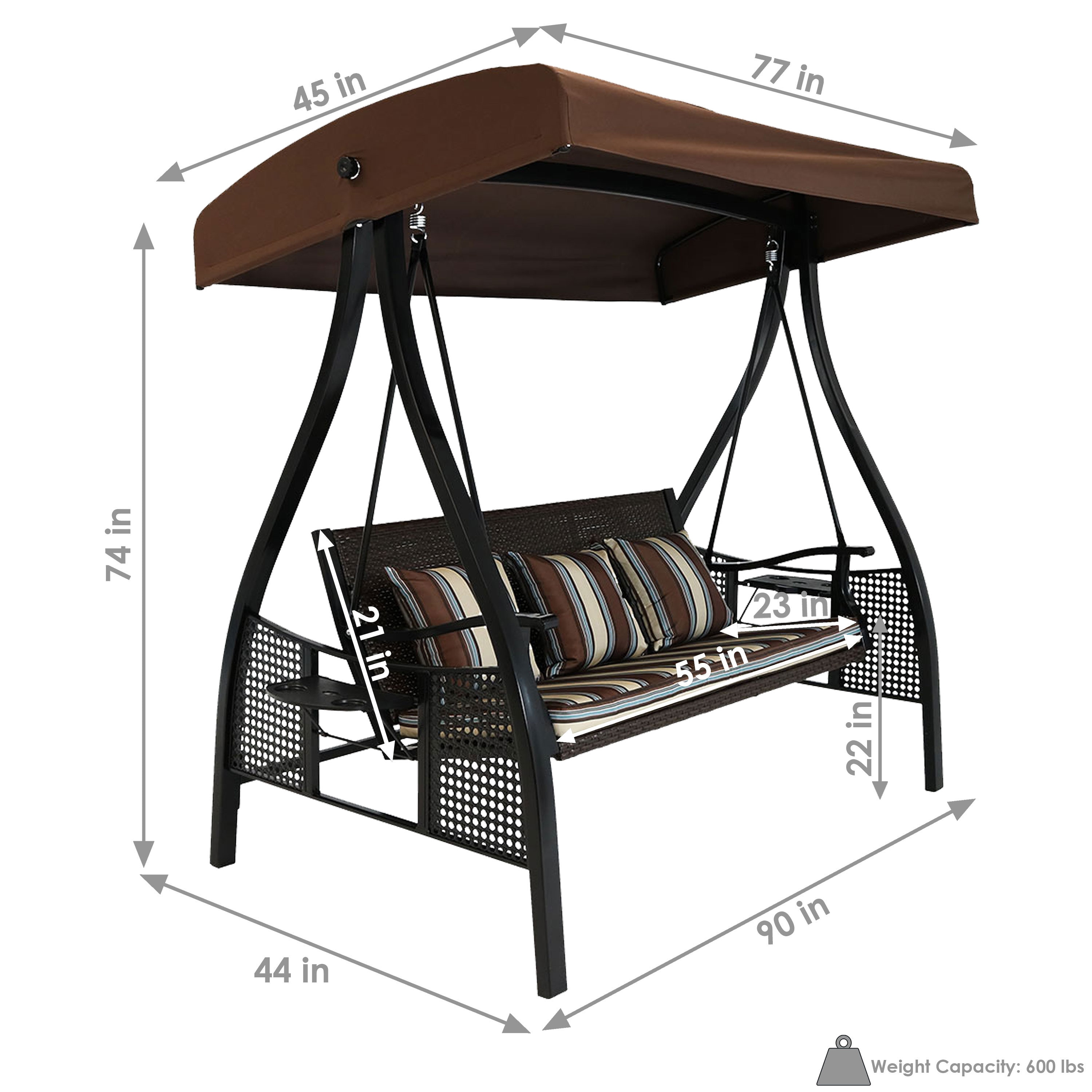 Sunnydaze Decor 3-person Brown Steel Outdoor Swing ZBO-129 at Lowes.com