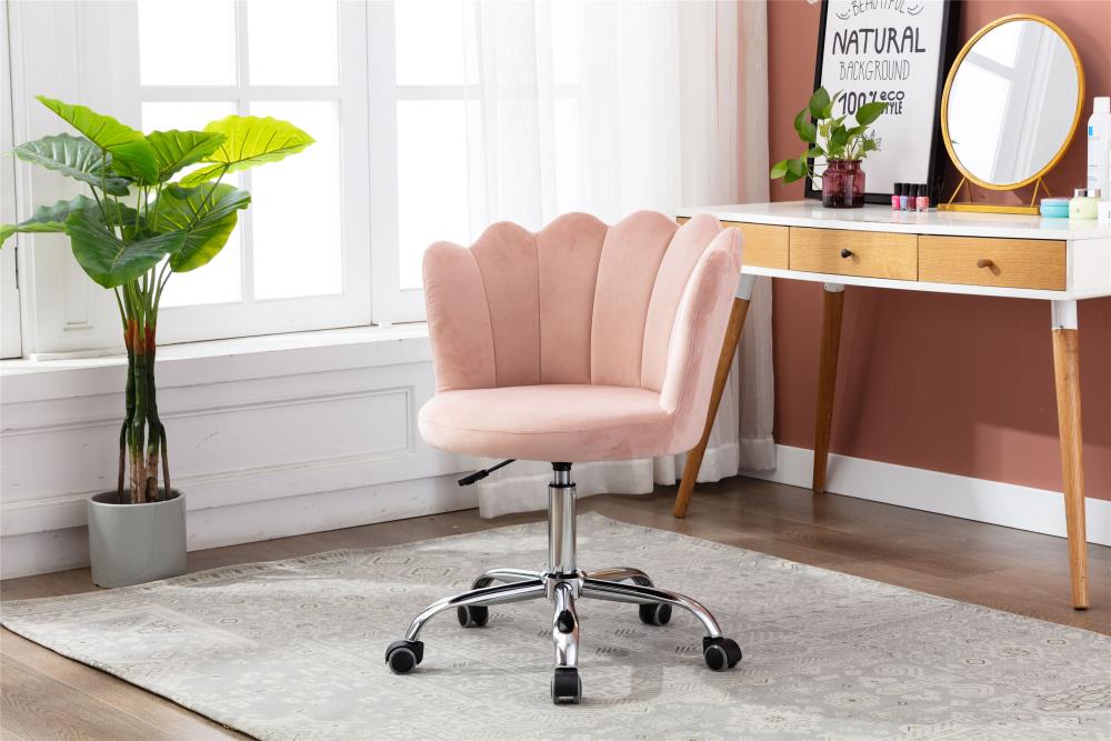 Sumyeg Pink Contemporary Ergonomic Adjustable Height Swivel Upholstered ...