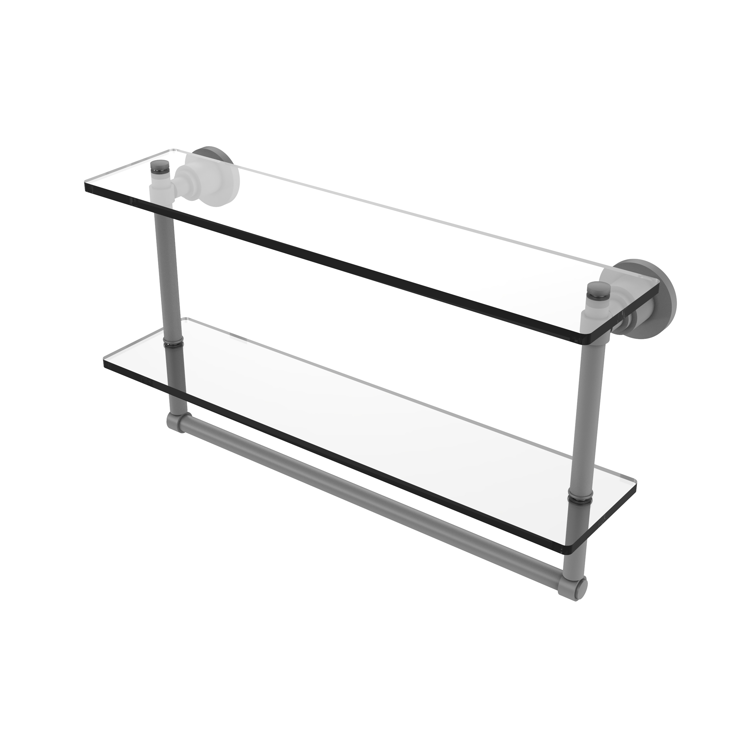 Allied Brass WS-2TB/22-GYM Washington Square Matte Gray 2 -Tier Wall mount Bathroom Shelf ( 22-in x 12-in x 5-in )