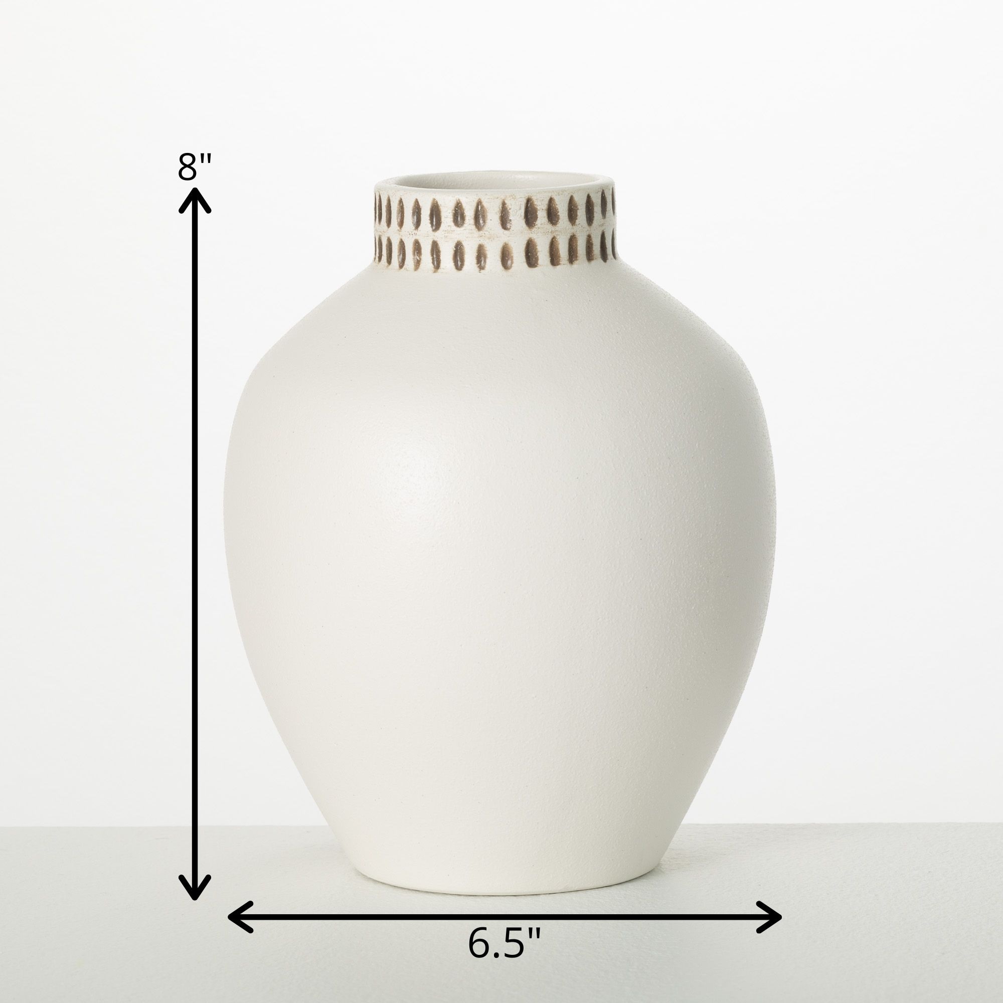 Ivory Ceramic Textured Ginger Jar Vase