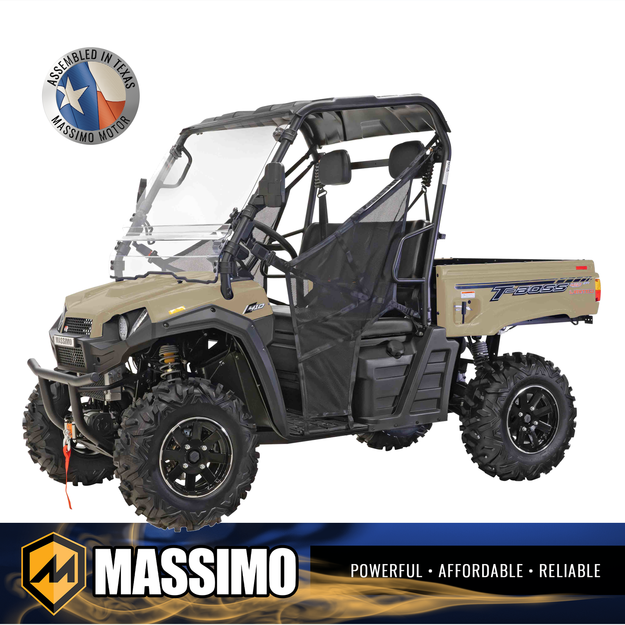 Massimo U100410712 T-Boss 410 352cc 4WD Gas UTV with Dump Bed Tactical Quicksand