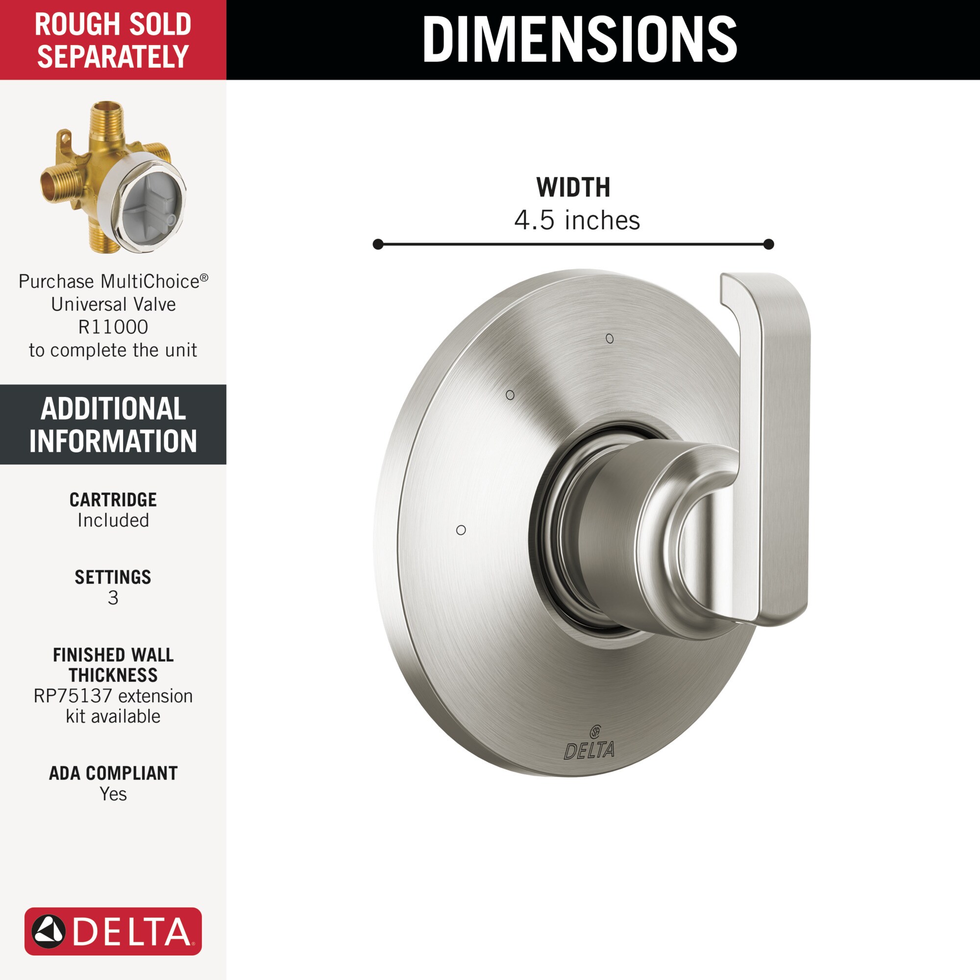 Delta T11889-SS-PR Bath-Shower-Facc - View #2