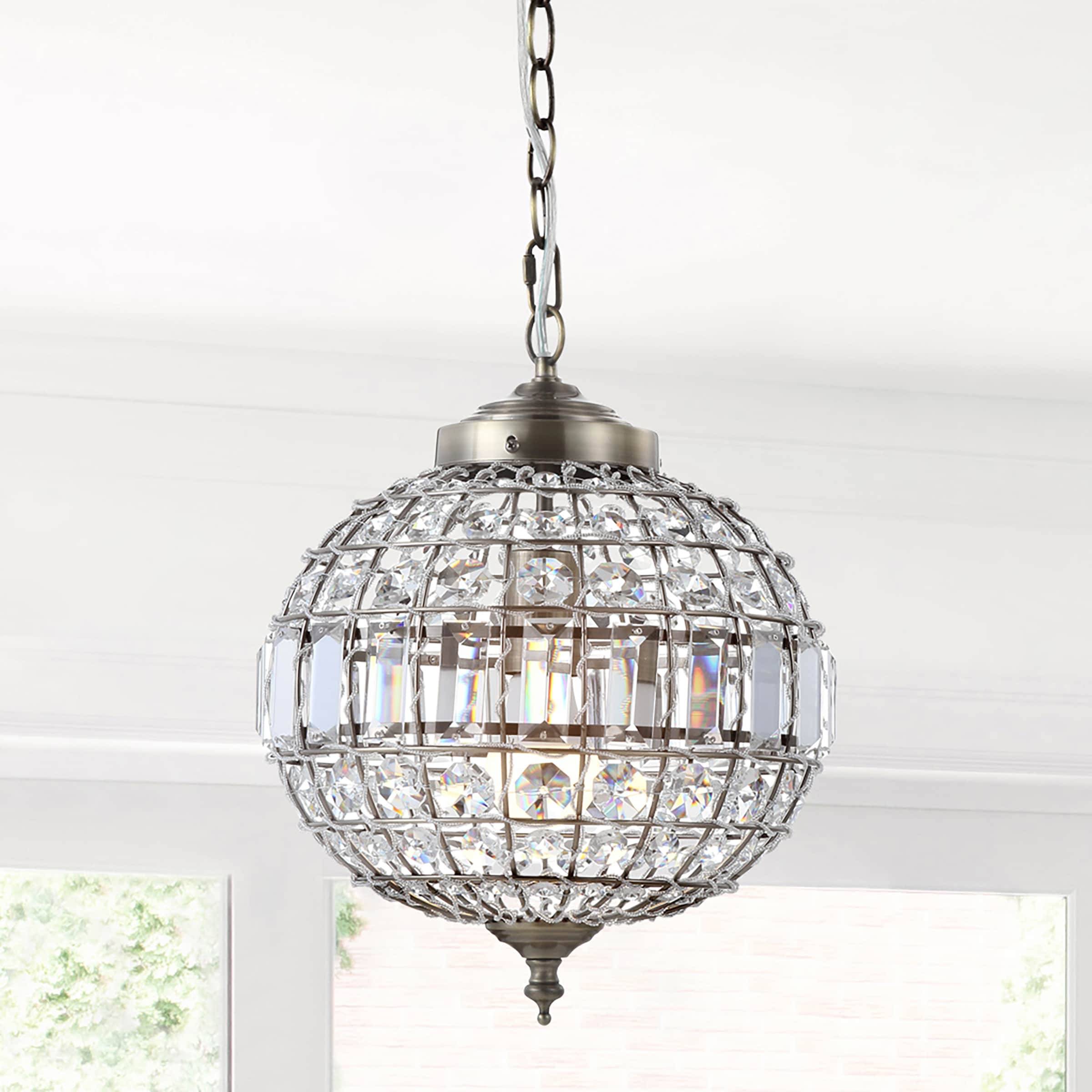 JONATHAN  Y Georgina Modern/contemporary Transitional Antique Brass/Clear Glam Globe LED Pendant Light