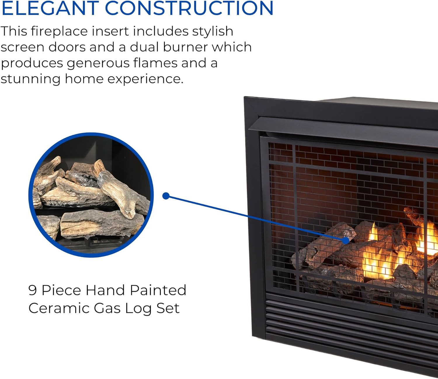 Duluth 32in W 32000BTU Black Ventfree DualBurner Gas