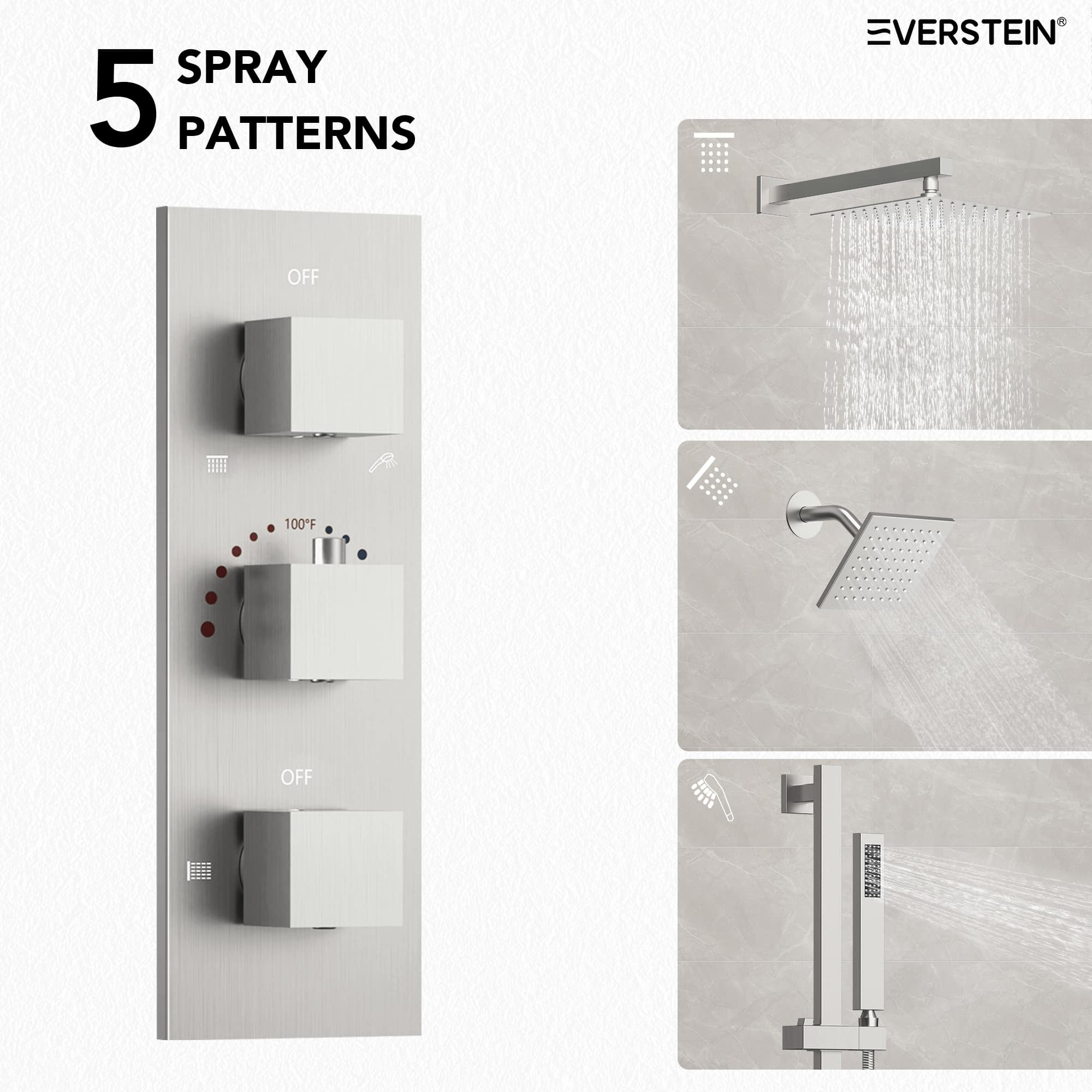 EVERSTEIN SFS-1016A-NK12 Showerhead-Bar-Panels - View #5