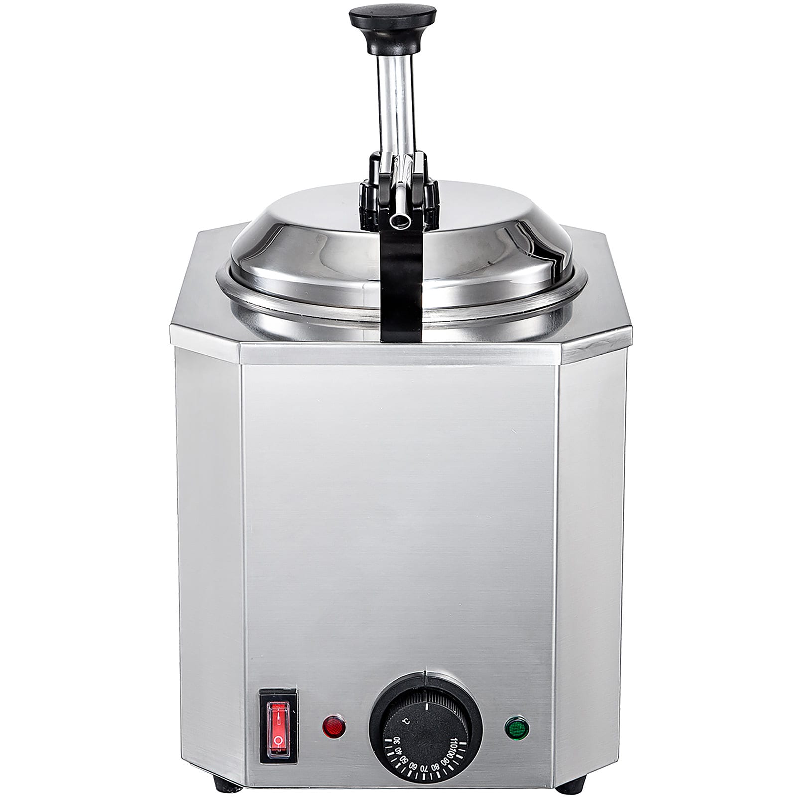 VEVOR Electric Cheese Dispenser with Pump, 2.3 qt Commercial Hot Fudge Warmer, Stainless Steel Pump Dispenser, 86-230 Temp Adjustable Nacho Cheese