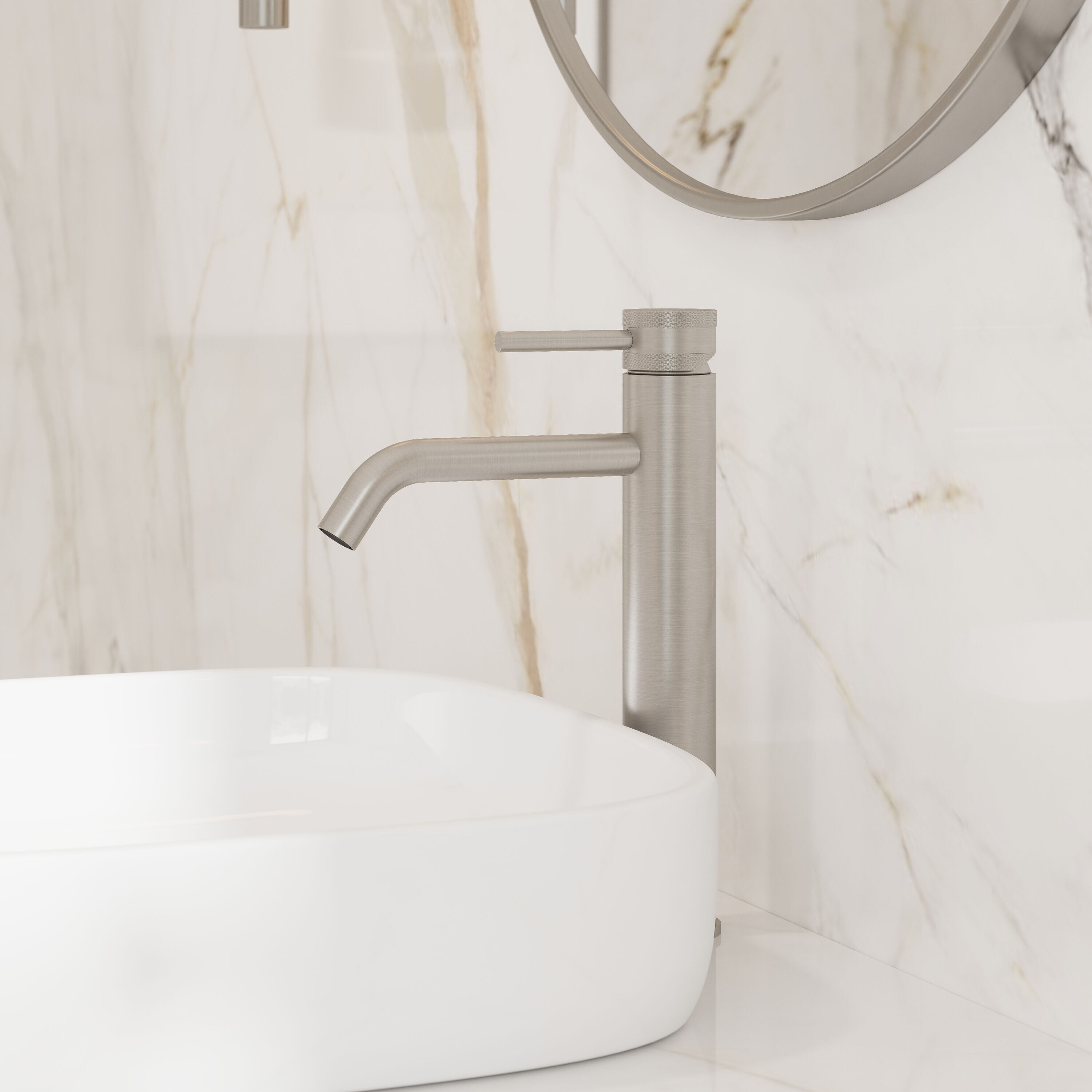 CRANACH ANGELSEY Brushed Nickel Single-Hole 1-Handle Residential Bathroom Sink Faucet with Pop-up Drain