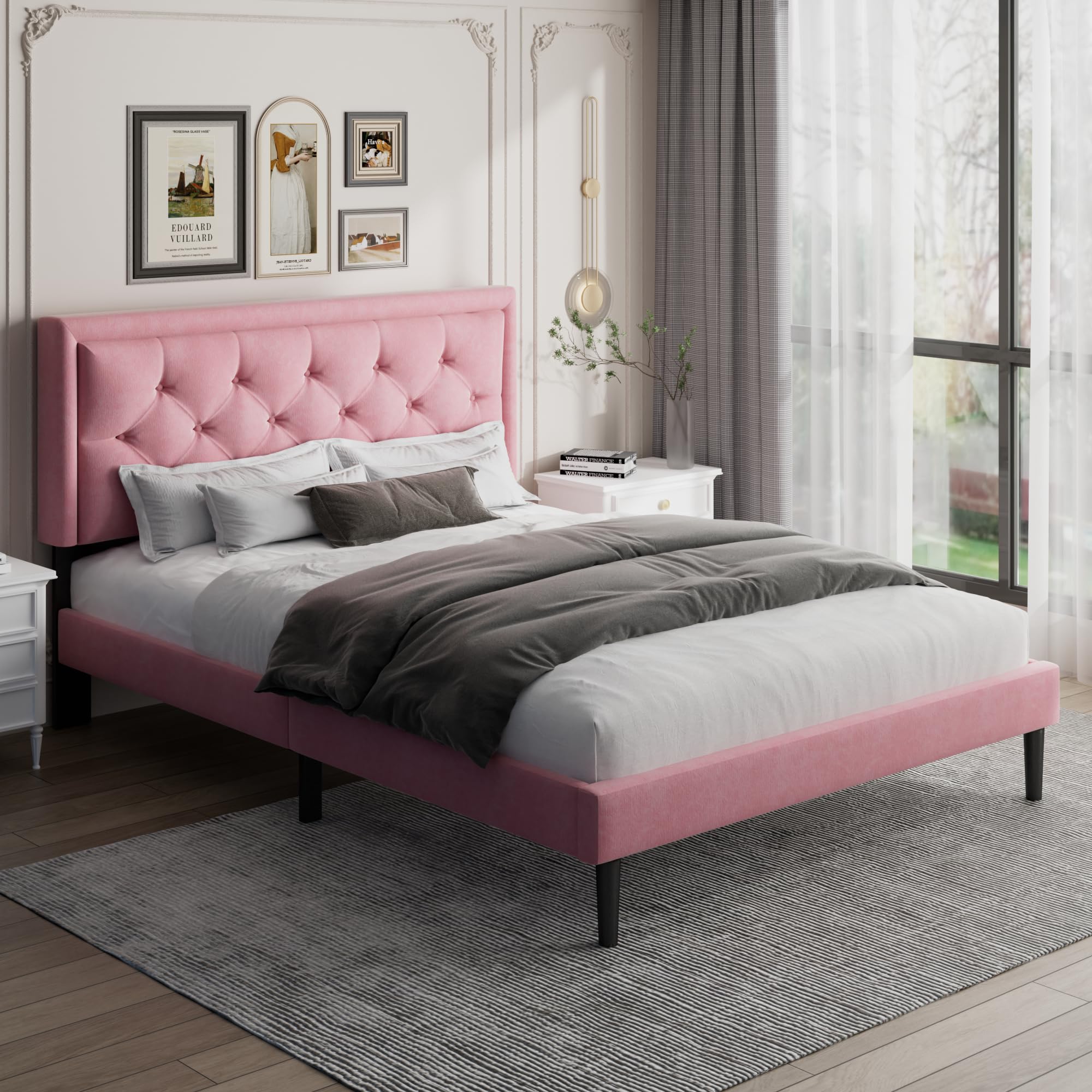 insta-bed 6810-PK01 pink Full Metal Bed frame Bed