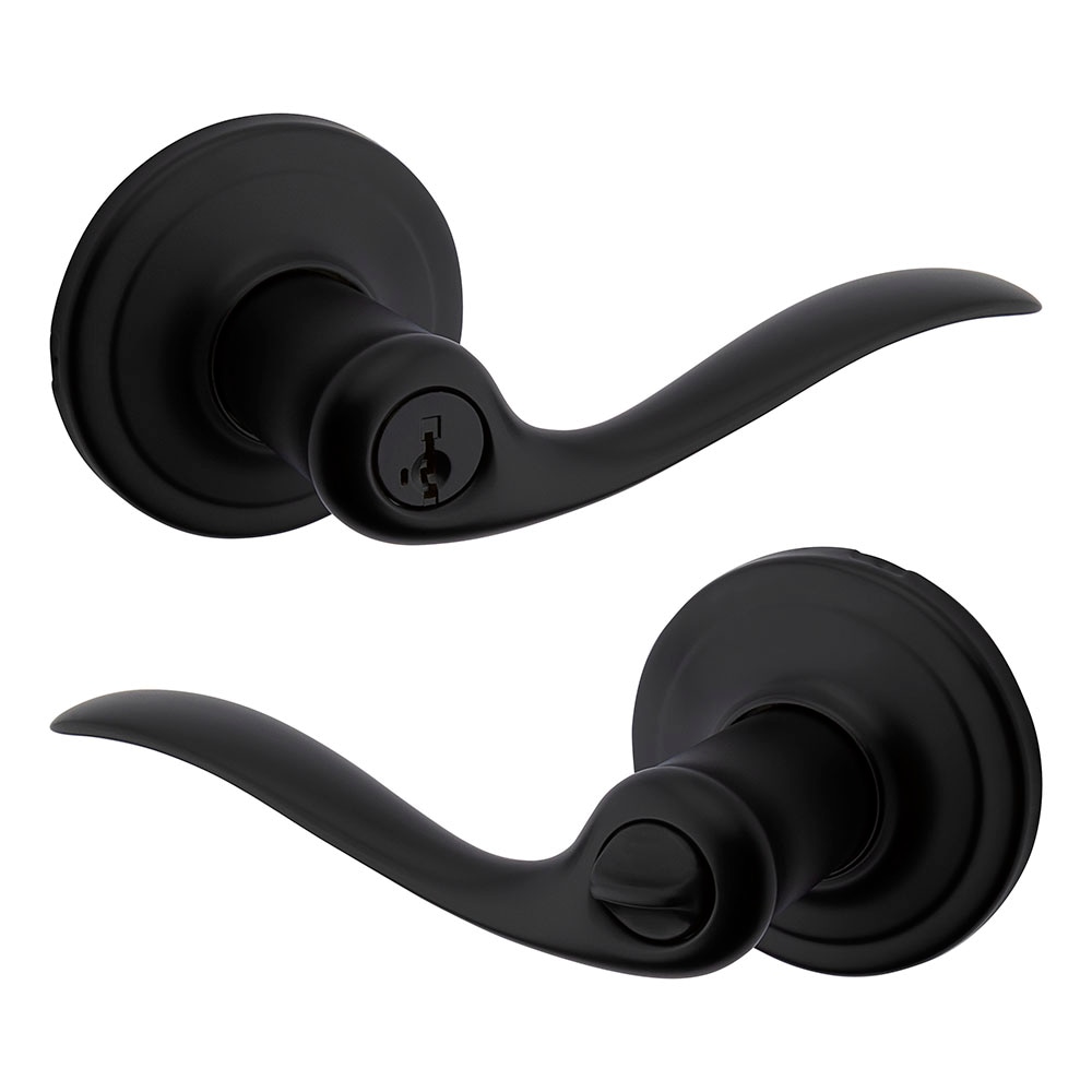 Kwikset Signature Series 740TNL 514 SMT Tustin Matte black Exterior Keyed entry Door Handle with SmartKey