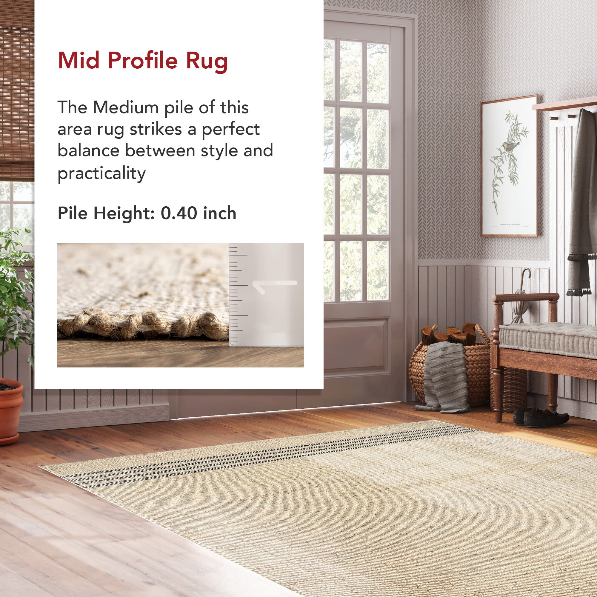 Lauren Liess Natural Jute Striped 4' x 6' Area Rug