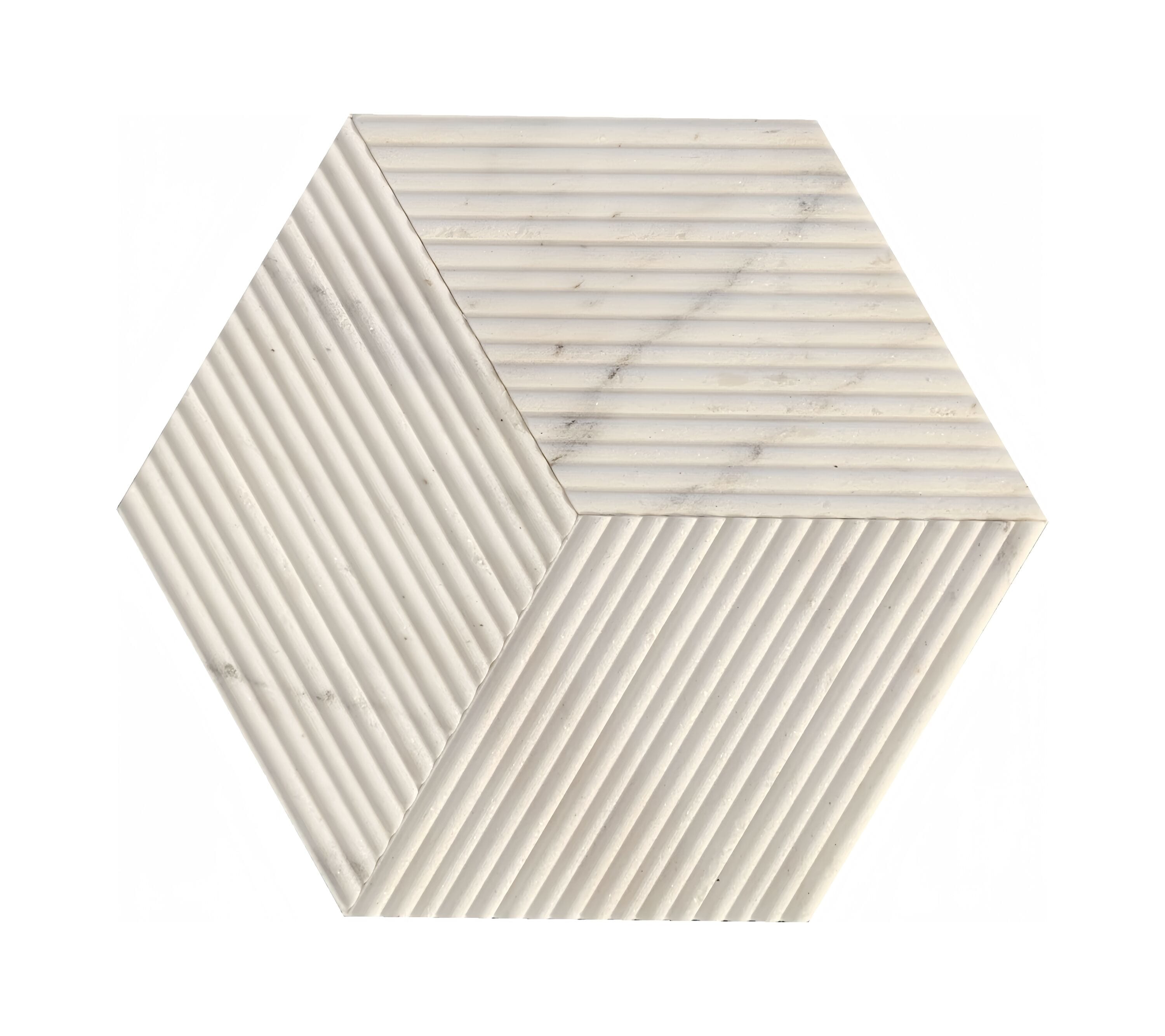 LOVMOR SF-WO-W1696P262342 Hexagon White Natural Marble Tiles OL Textured 3D Fluted