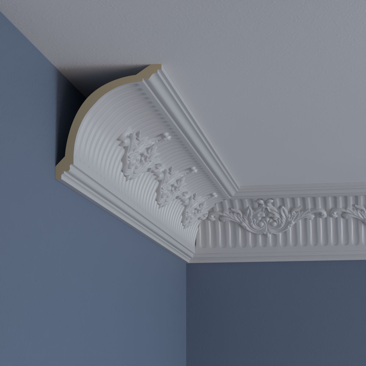 4 5/8"H x 4 3/8"P x 6 3/8"F x 94 1/2"L, (7 7/8" Repeat), Nevio Crown Moulding