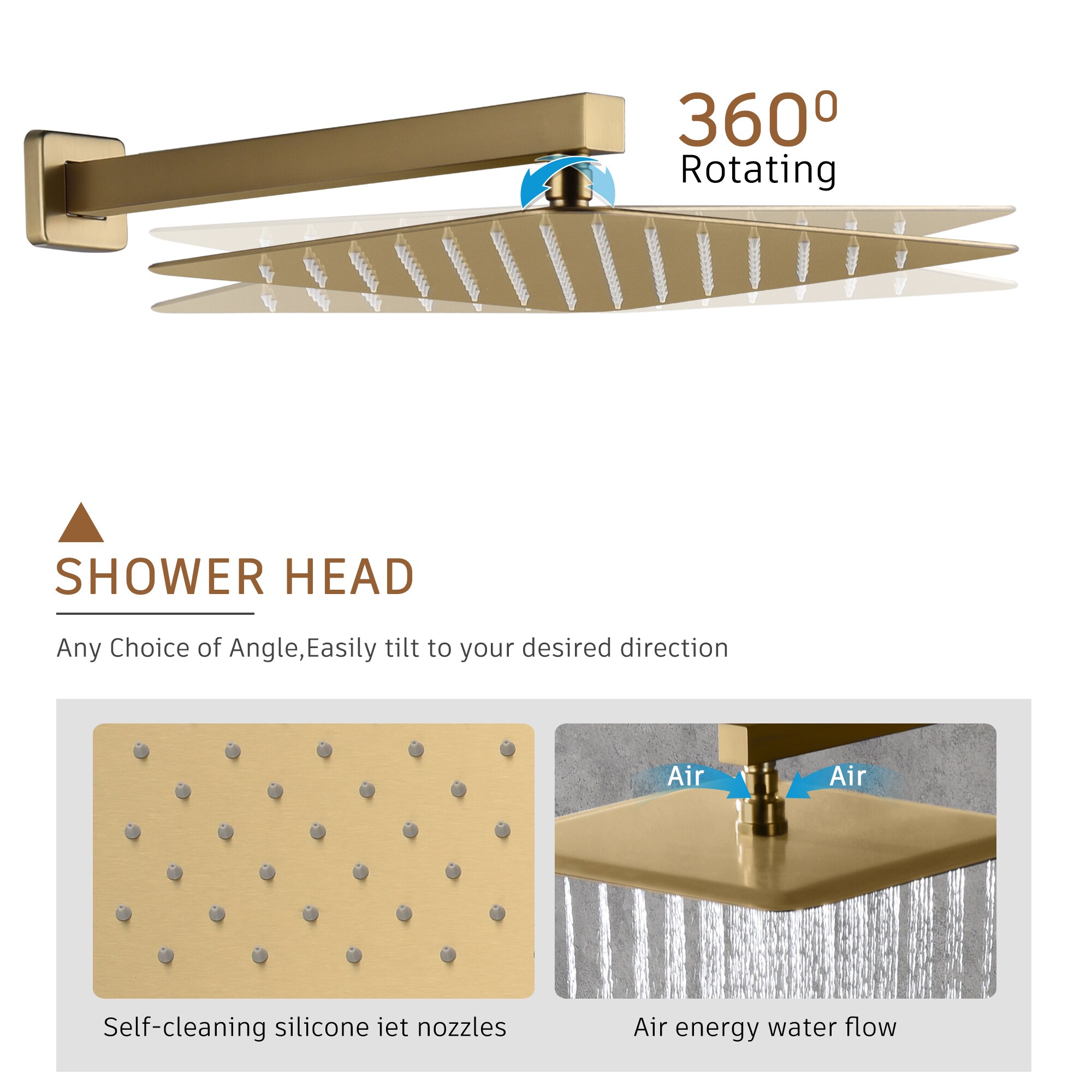CASAINC M6001-A-12-BG Showerhead-Bar-Panels - View #4