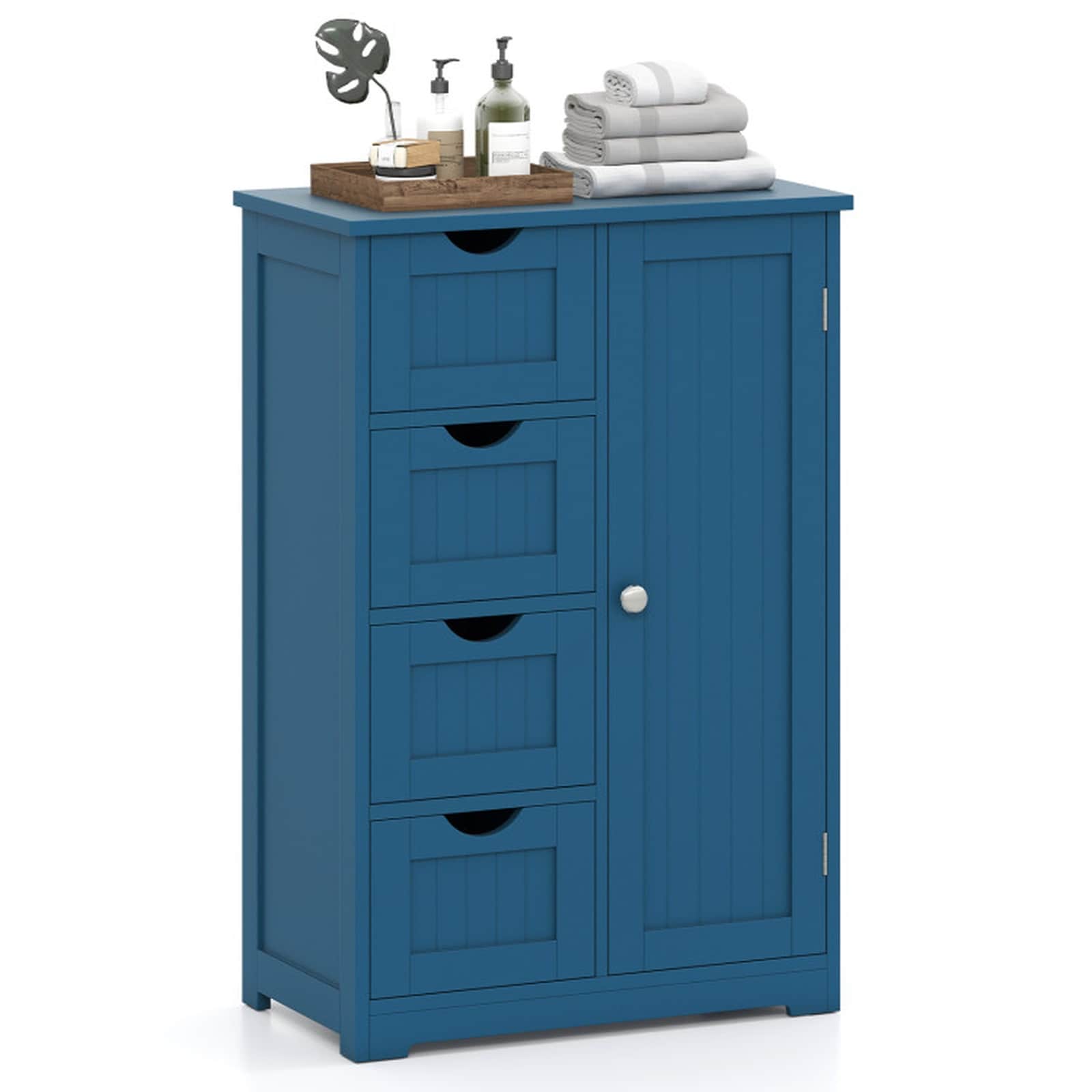 SUGIFT Bathroom Storage 4-Drawer Side Door Free-Standing Wooden Floor Cabinet #LW018SUGHY1632