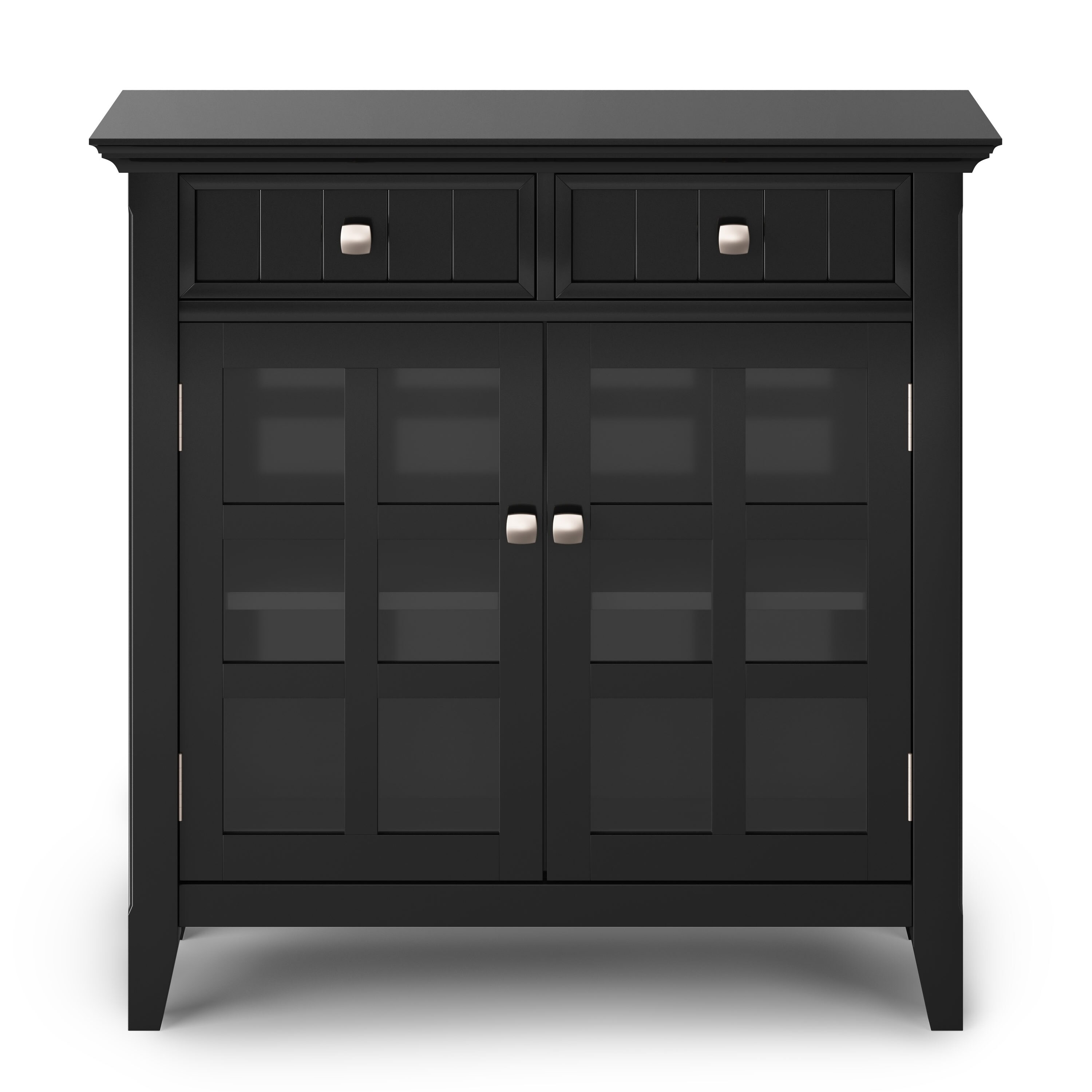 Black Solid Wood Freestanding Office Storage Cabinet with Adjustable Shelving