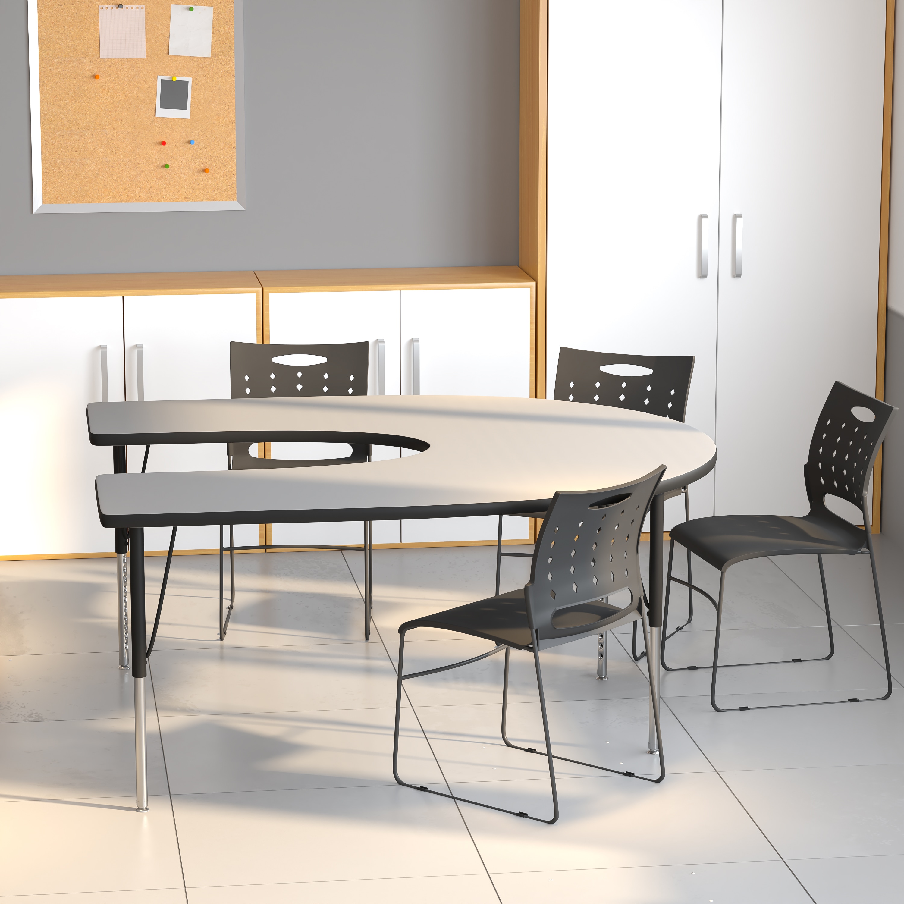 Horseshoe Grey 60''x66'' Thermal Laminate Adjustable Activity Table