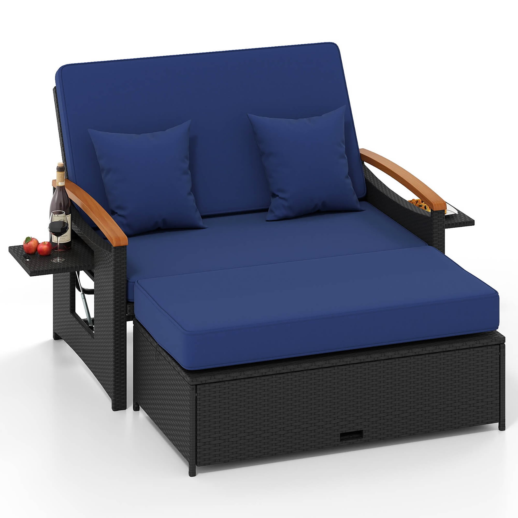 Costway 66-in W Modern Navy 2-seater Storage Loveseat