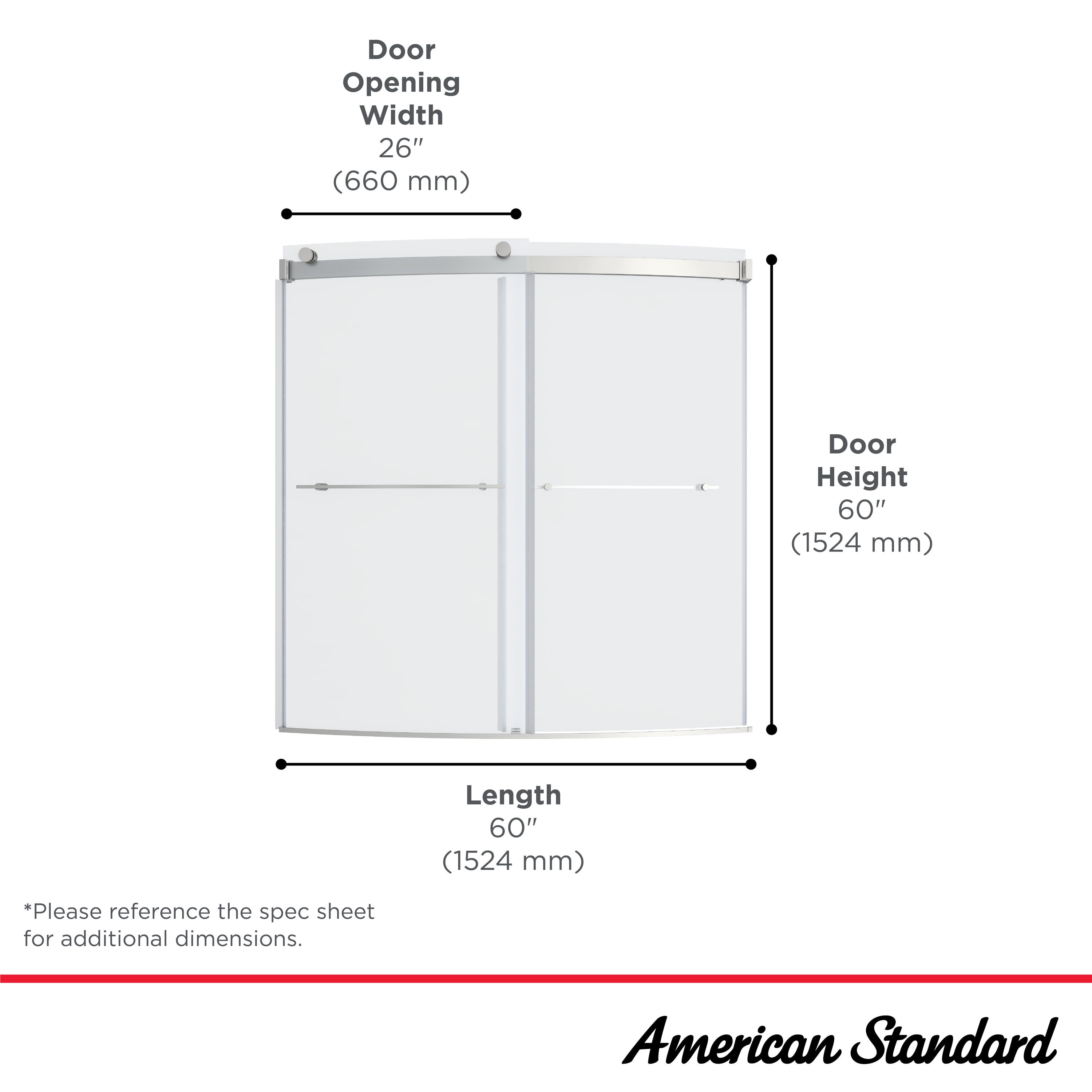 American Standard Elevate Brushed Nickel 58-in to 58-1/2-in W x 59.96 ...