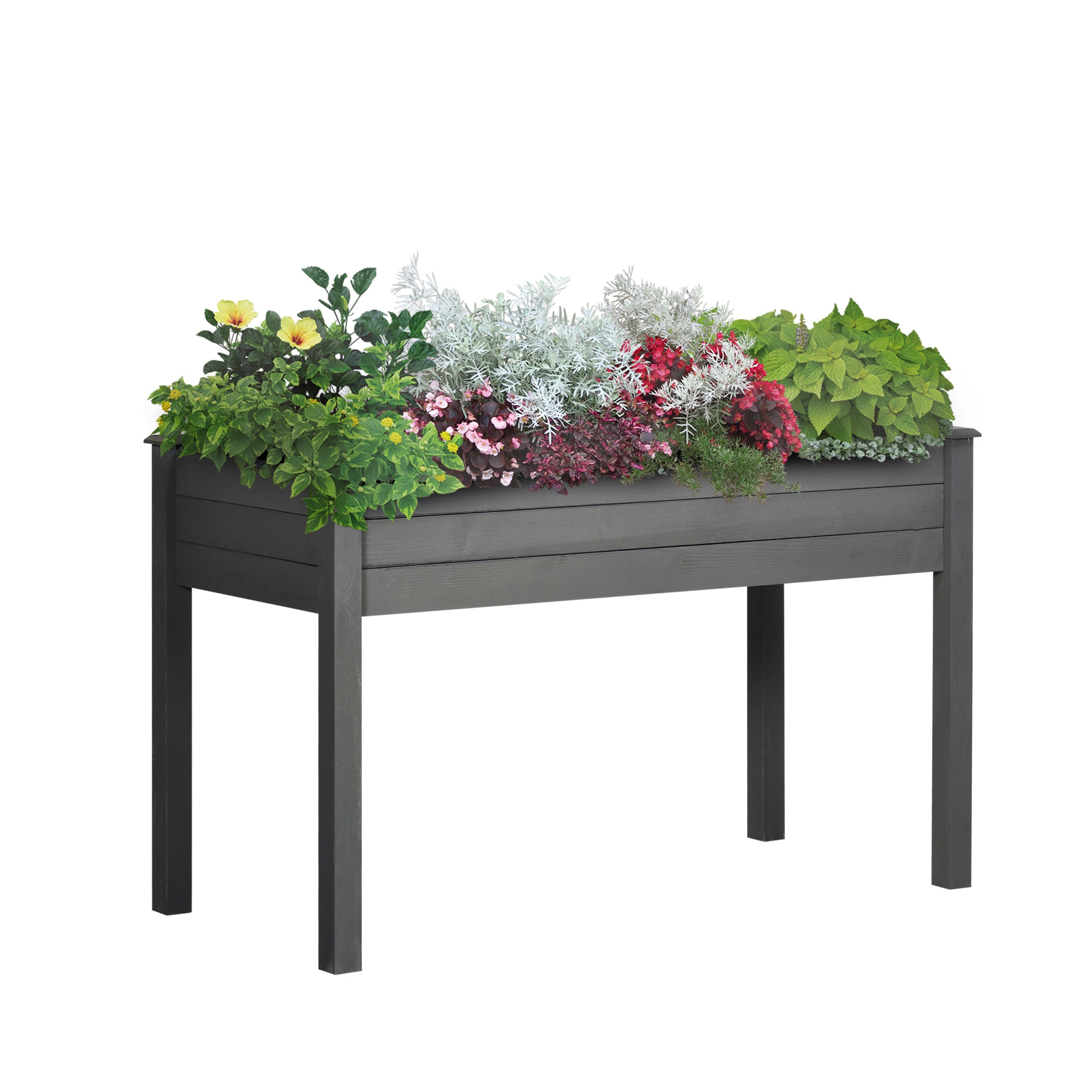 AHIOU HOME ZAAHG-P172560GB 22.25-in W x 48.25-in L x 30-in H Gray Wood Raised Planter Box