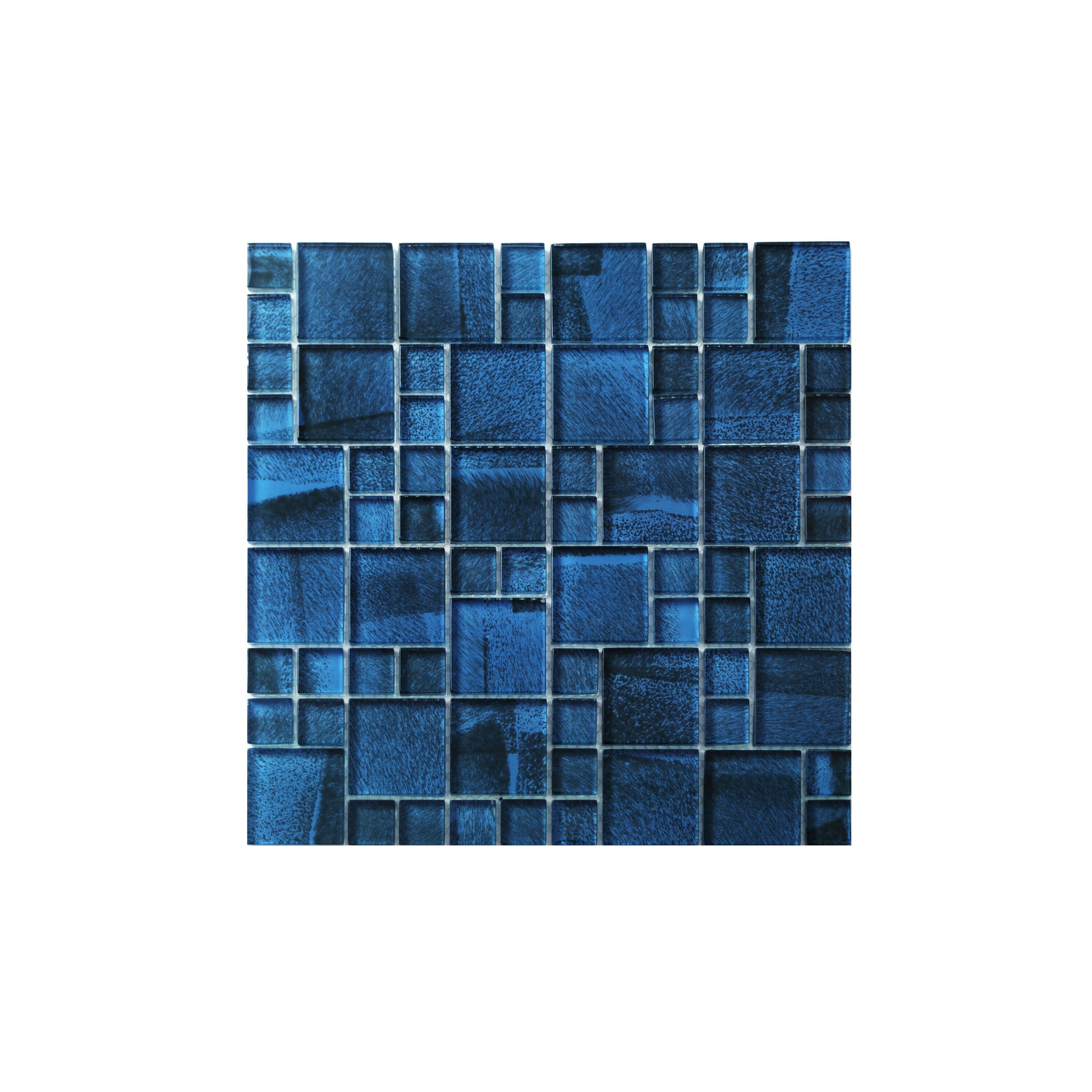 WS Tiles WST-X19 Swimming Pool Series Lake Shore Blue 12-in x 12-in Polished Glass Versailles Mosaic Wall Tile ( 5-sq ft Carton )