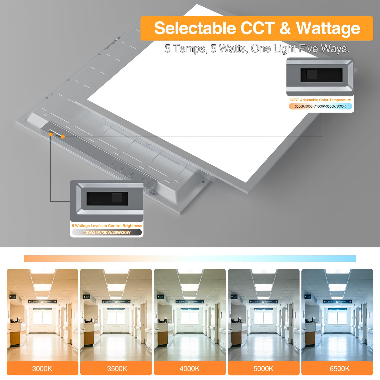Vrbgify 2x2 LED Flat Panel Light Selectable Wattage and Color ...