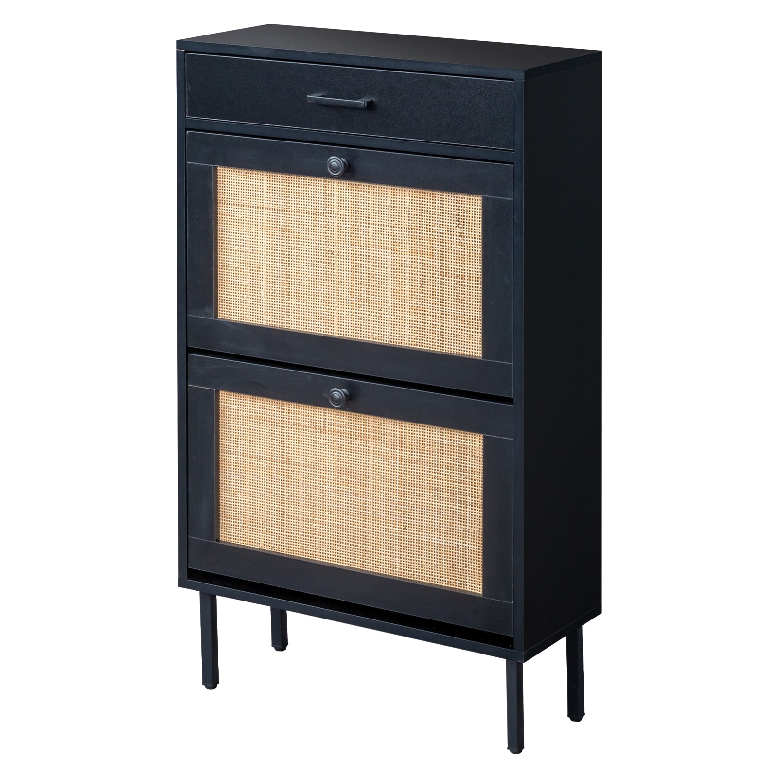 Winado LO1G52004654 40.94-in H 4 Tier 12 pair Black Engineered wood Shoe cabinet