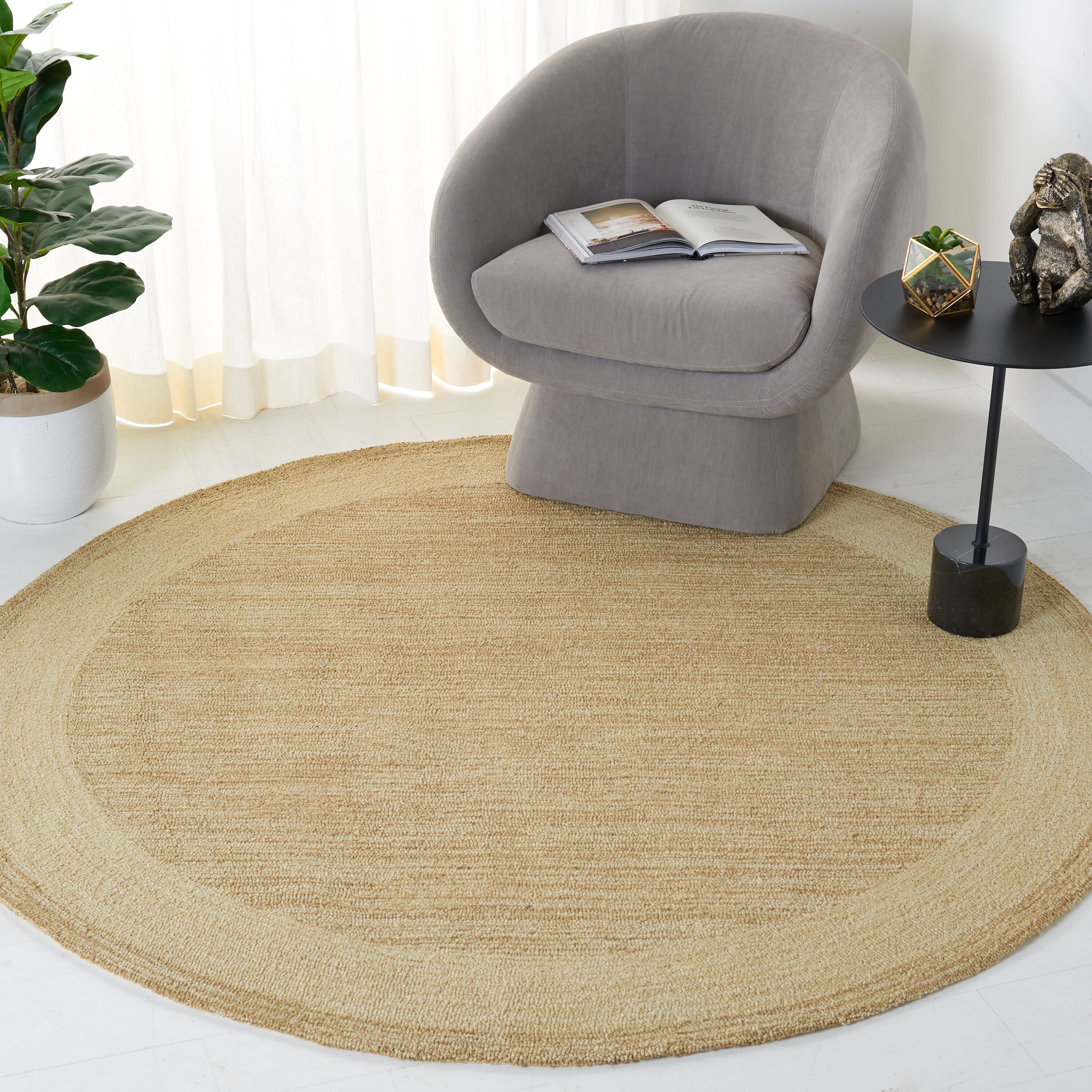 Ezc 427C Gabbeh Green 6ft x 6ft Solid / Tonal Rug