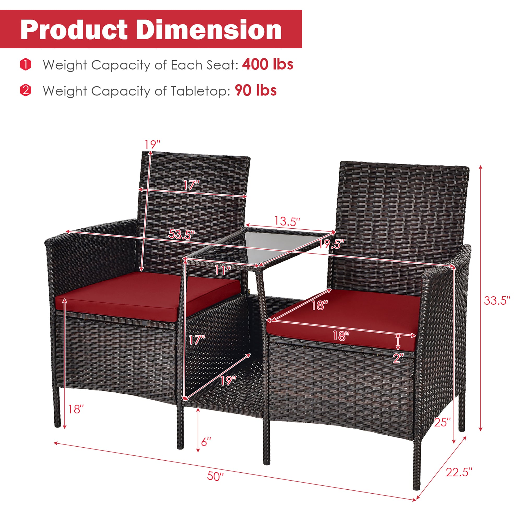 Costway HW68786RE Patio-Conversation-Sets - View #2