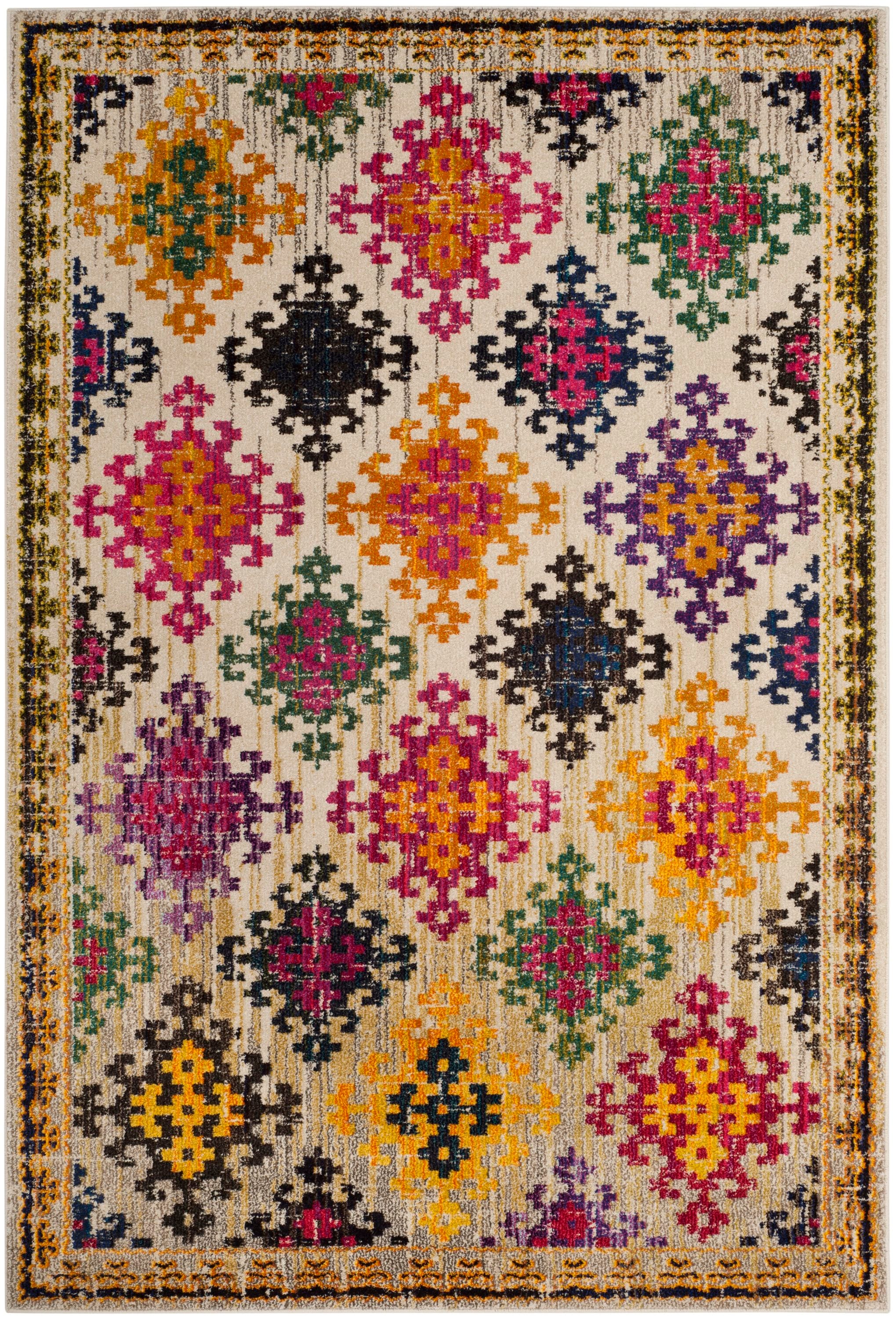 Safavieh MNC244A-5 Monaco Sonia 5 x 8 (ft) Loomed Polypropylene Ivory/Multi Rectangular Indoor Distressed/Overdyed Bohemian/Eclectic Area rug