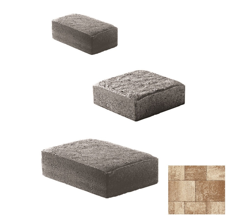 Oldcastle 10150032 Cambridge Cobble 11-in L x 11-in W x 3-in H Amaretto Concrete Patio Kit