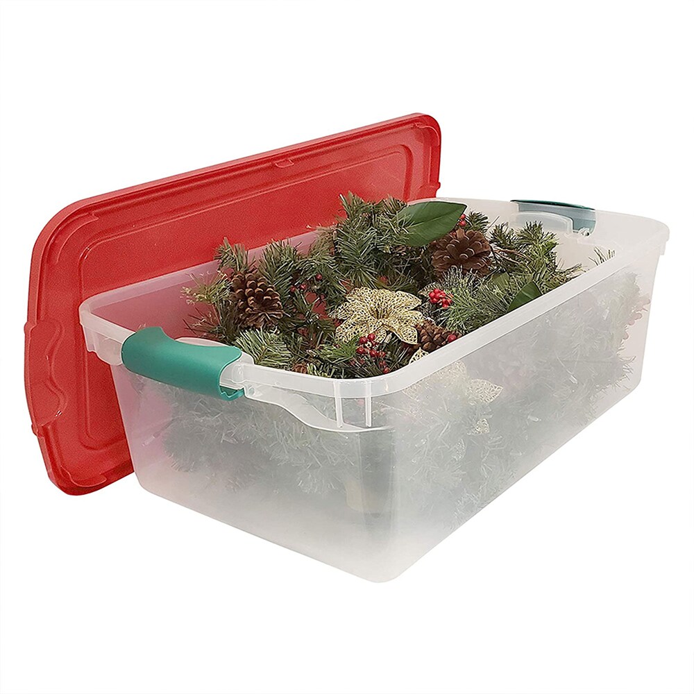 HOMZ Red Lid with Green Storage Handles and Clear Base Plastic 140