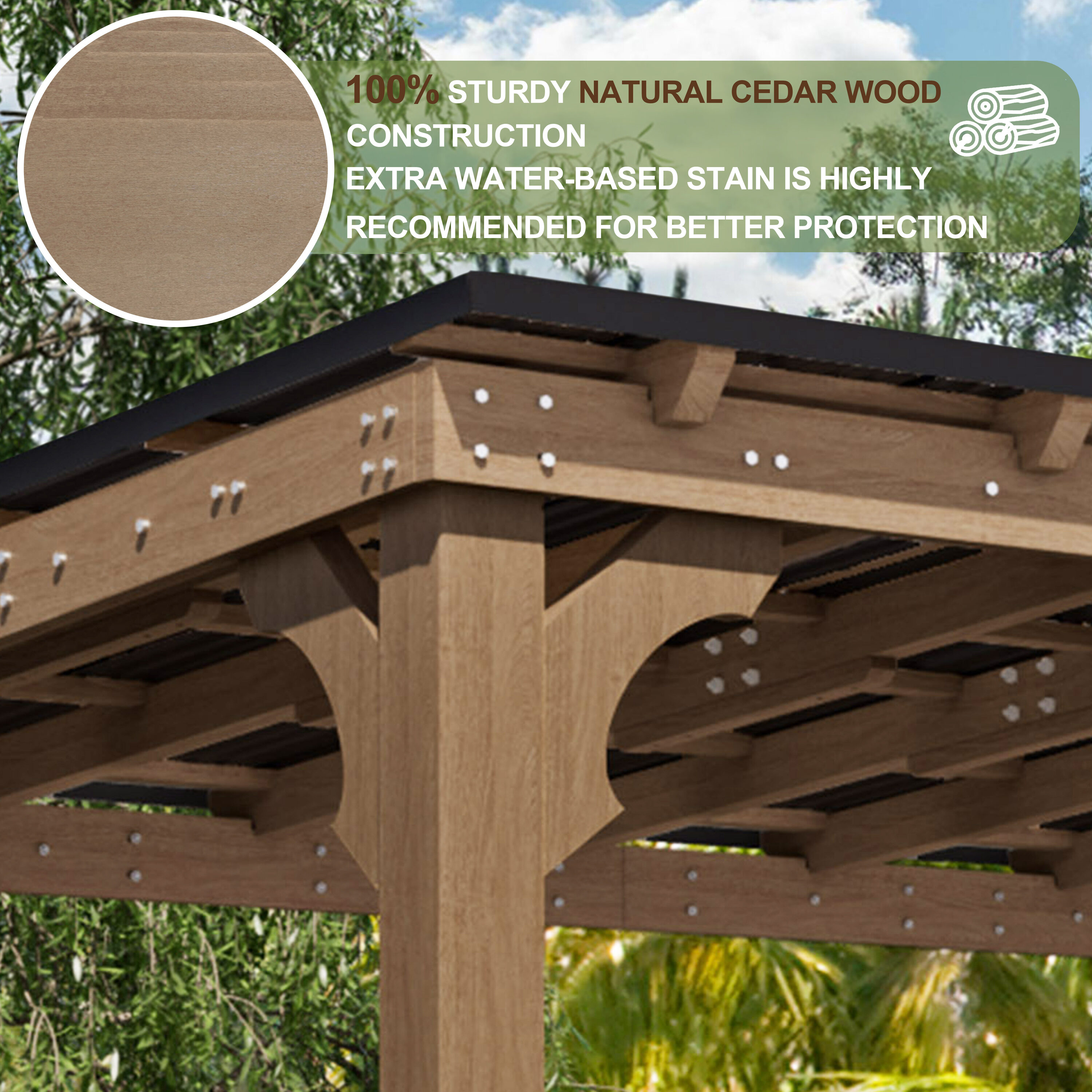 VEIKOUS PG0201-712-G Wood-Resin-Gazebos - View #4