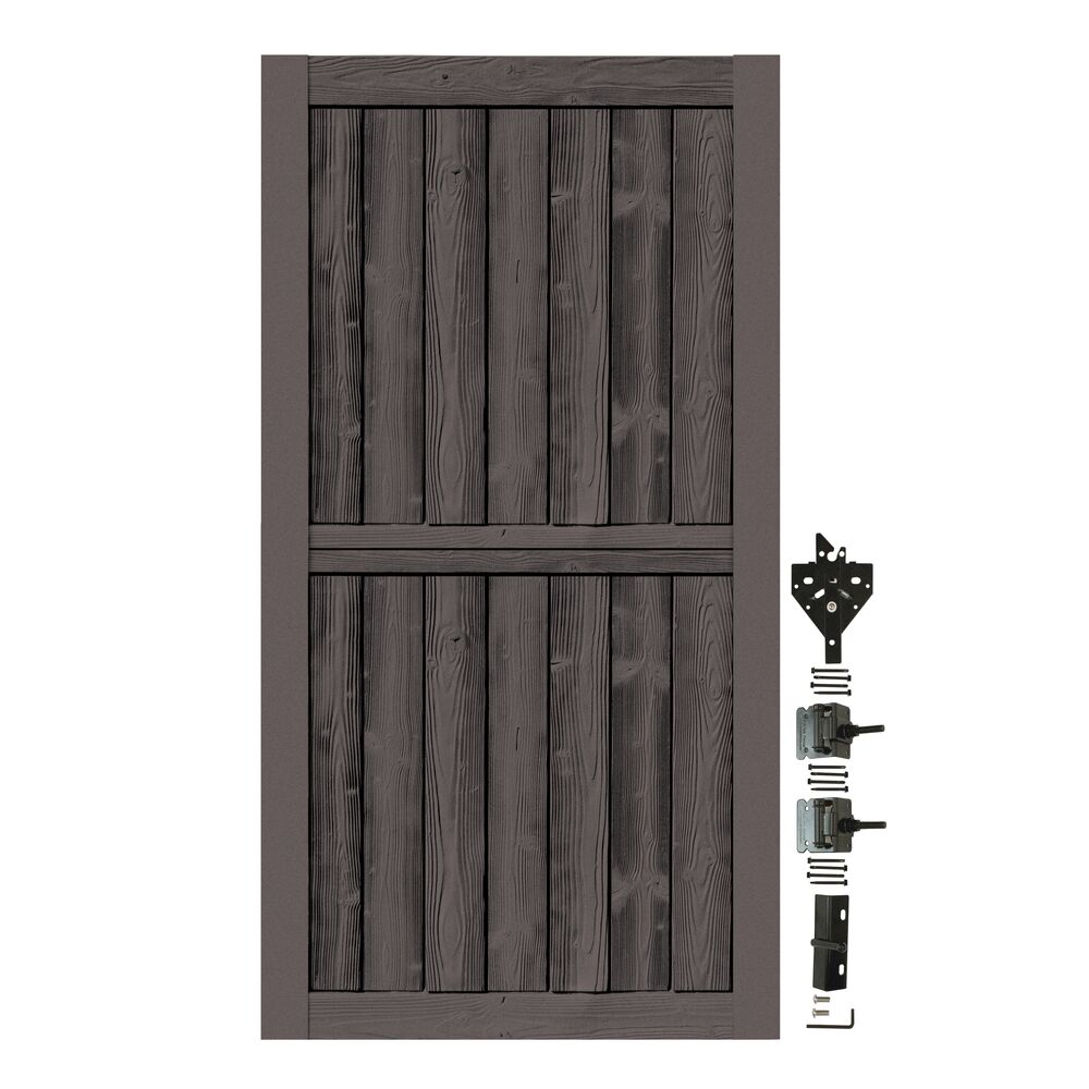 CATALYST 644322 8-ft H x 4-ft W Dark Gray Oak Privacy Composite Fence Gate