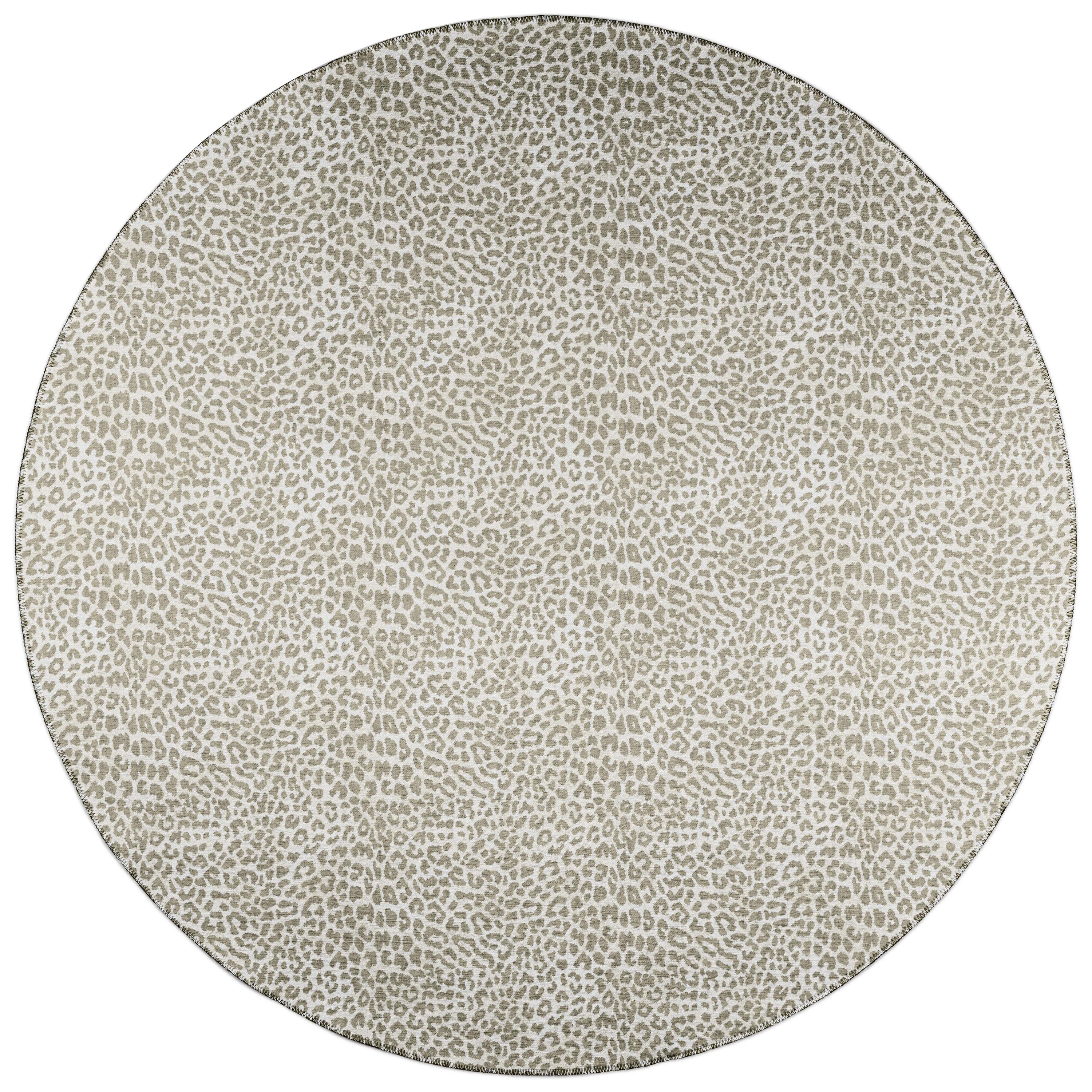 Addison Rugs ASF32TA8RO Safari 8 x 8 (ft) Chenille Taupe Round Indoor/Outdoor Animal print Bohemian/Eclectic Area rug