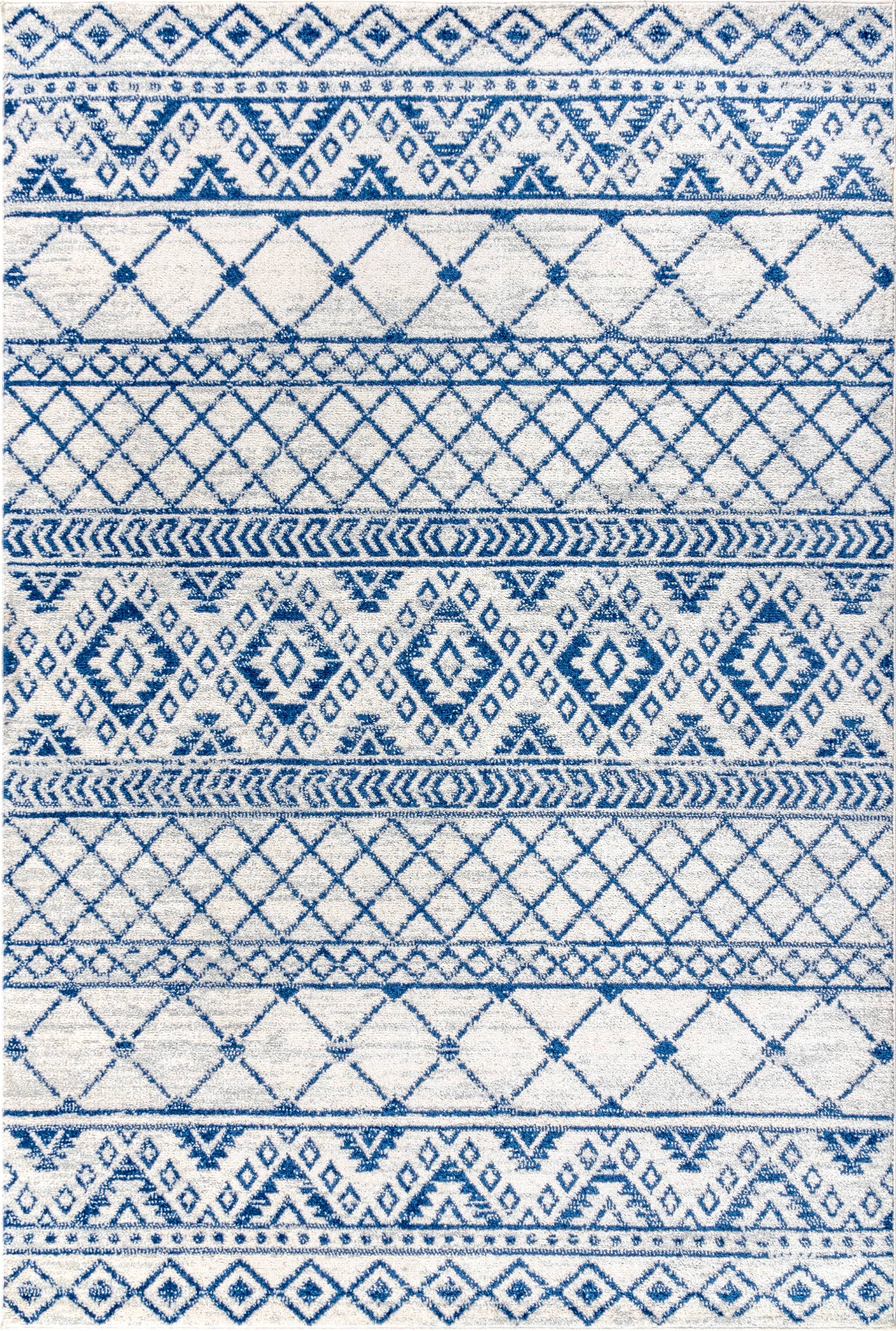Blue Synthetic Reversible Rectangular 8' x 10' Area Rug