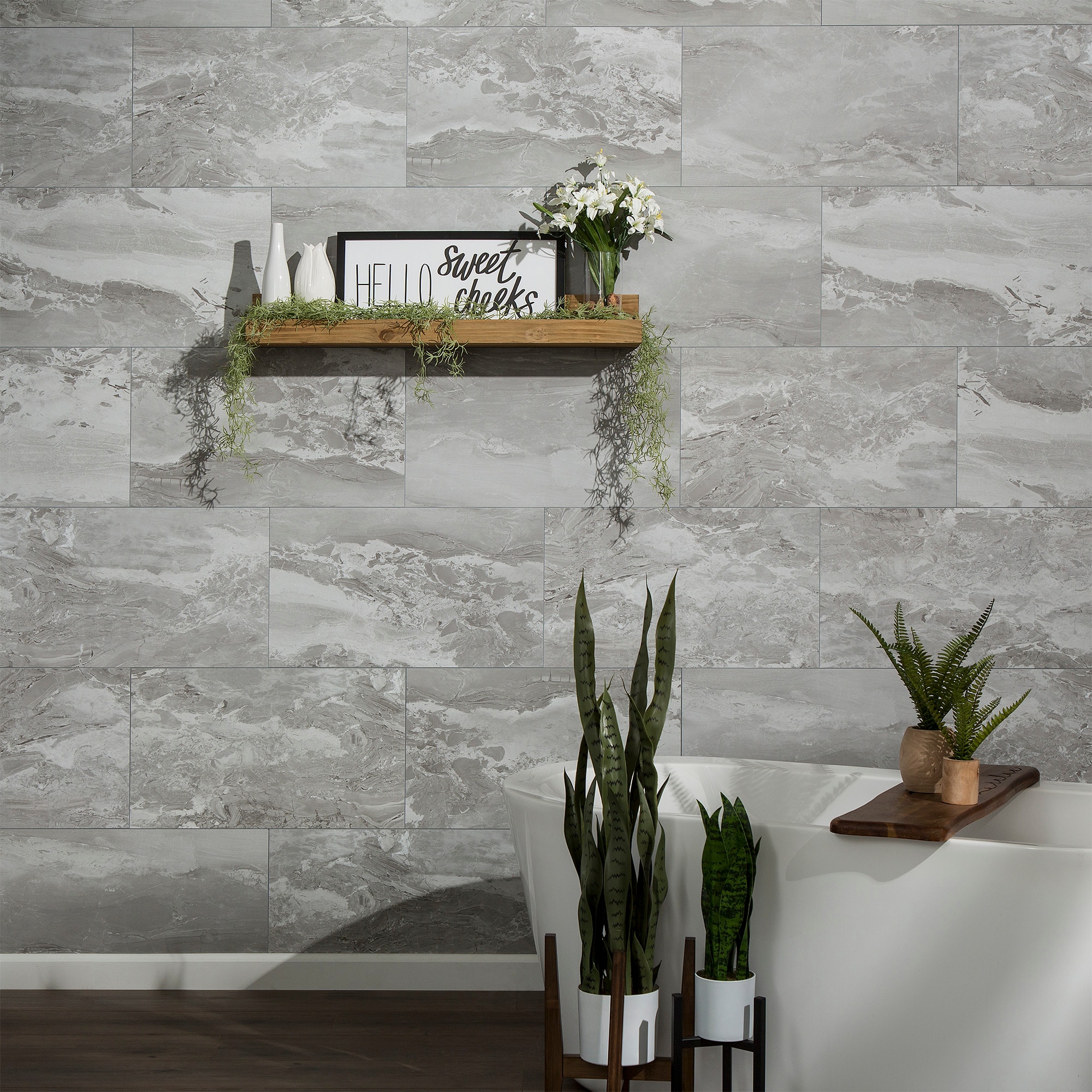 Smoky Sky 25.6 in x 14.8 in Waterproof Vinyl Wall Tiles