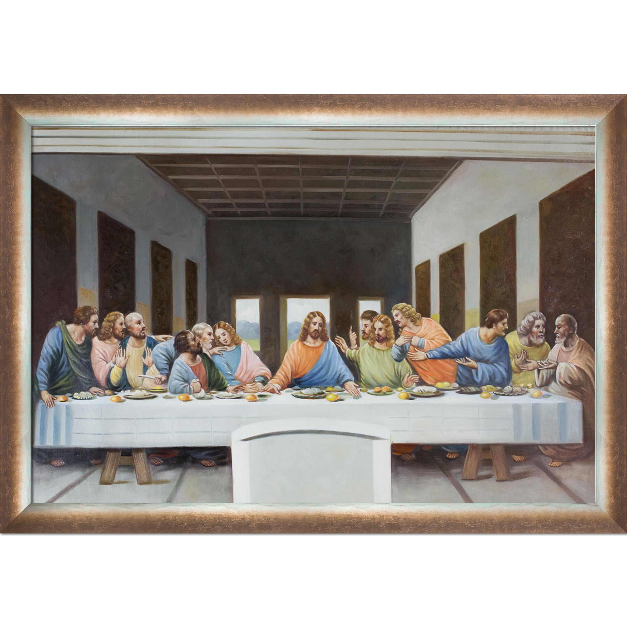 La Pastiche The Last Supper Leonardo Da Vinci Silver/Bronze Wood Framed ...