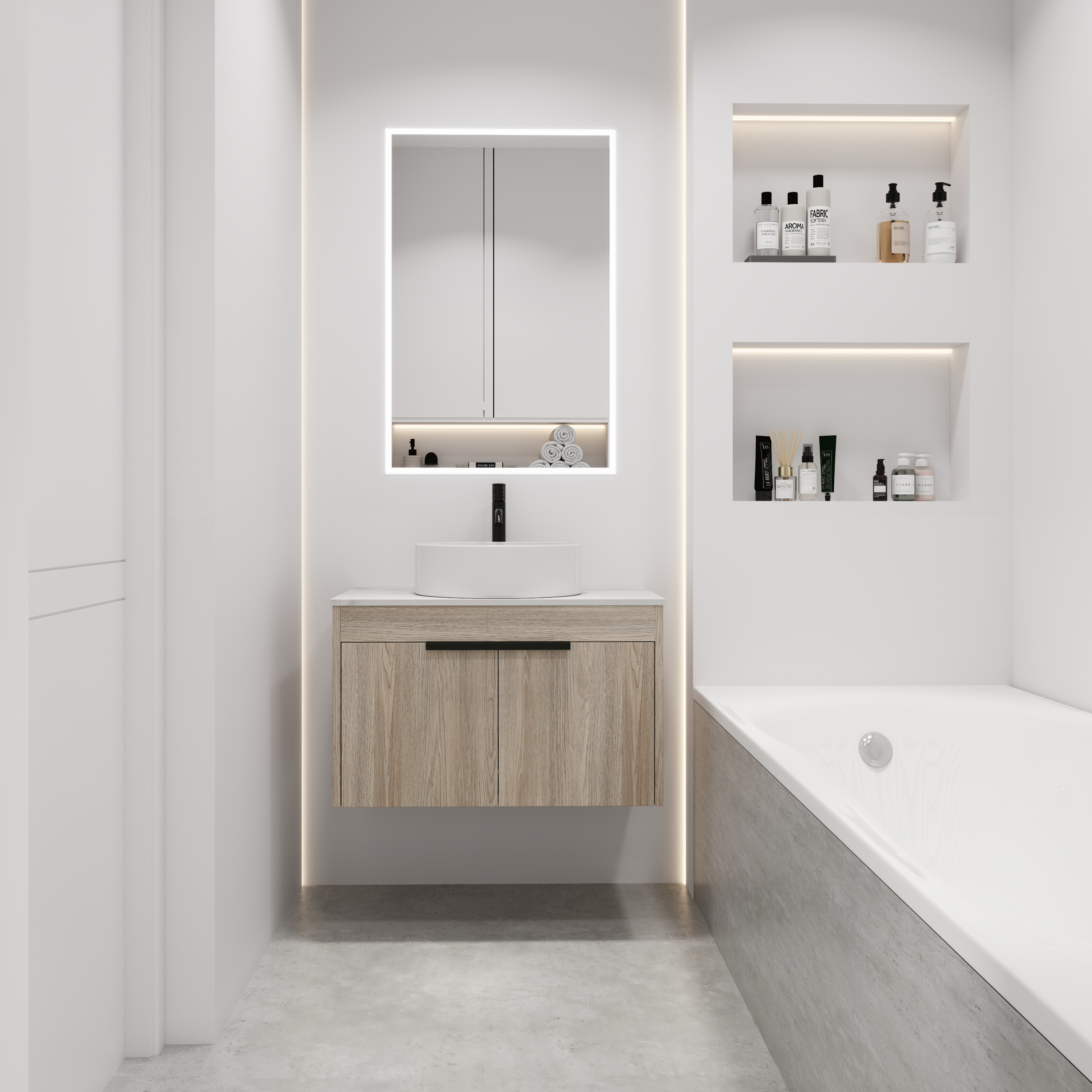 LOVMOR SF-H-W999S00021 Contemporary Bathroom Vanity with Soft Close Door Floating Design and Ample Storage