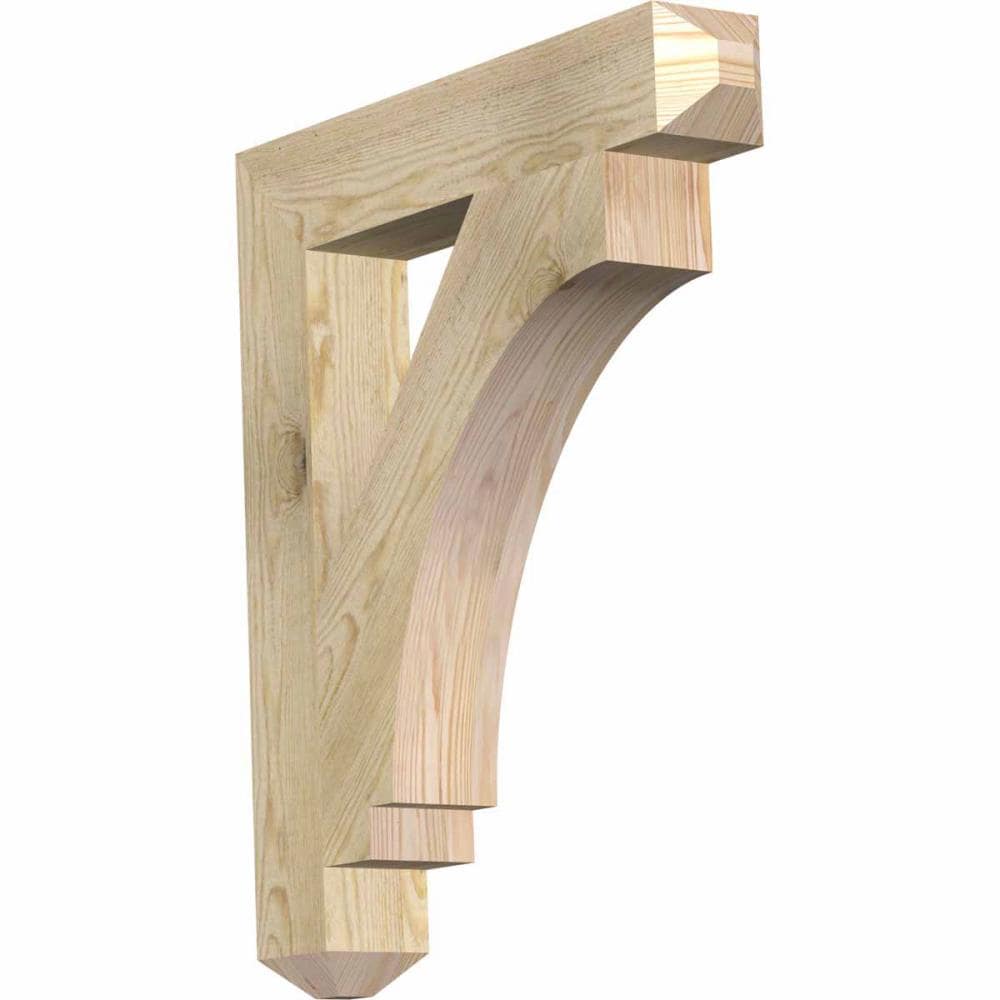 Ekena Millwork BKT04X24X28IMP04RDF Imperial craftsman rough sawn 4-in x 24-in x 28-in Douglas fir Brown Wood Standard bracket