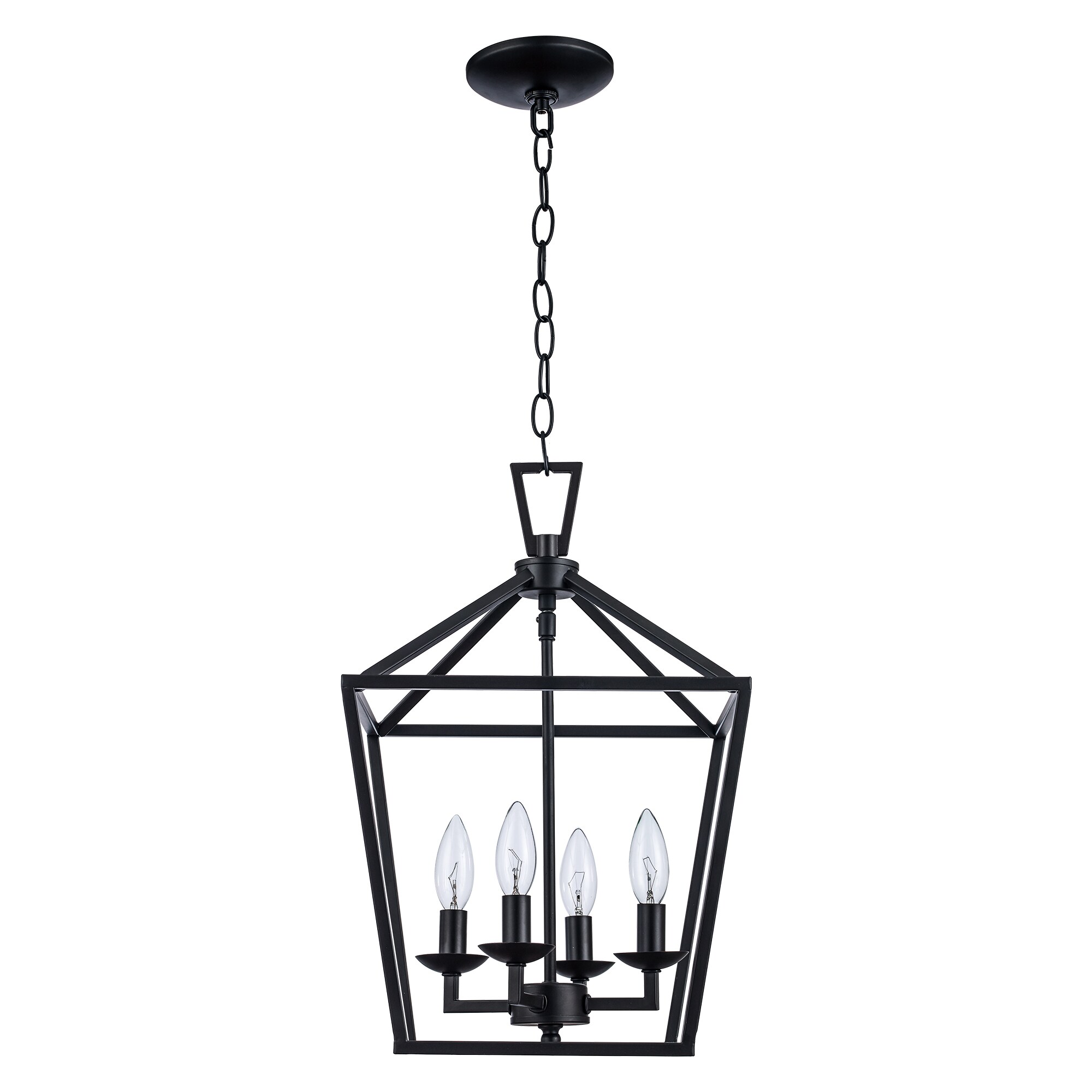 Lacey Rustic Black Metal 4-Light Lantern Pendant