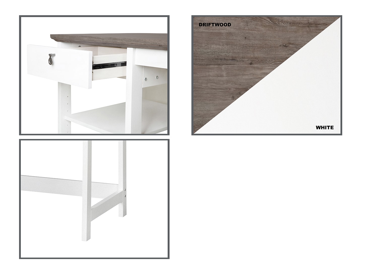 Transitional Two-Tone Oak and White Writing Desk with Drawer