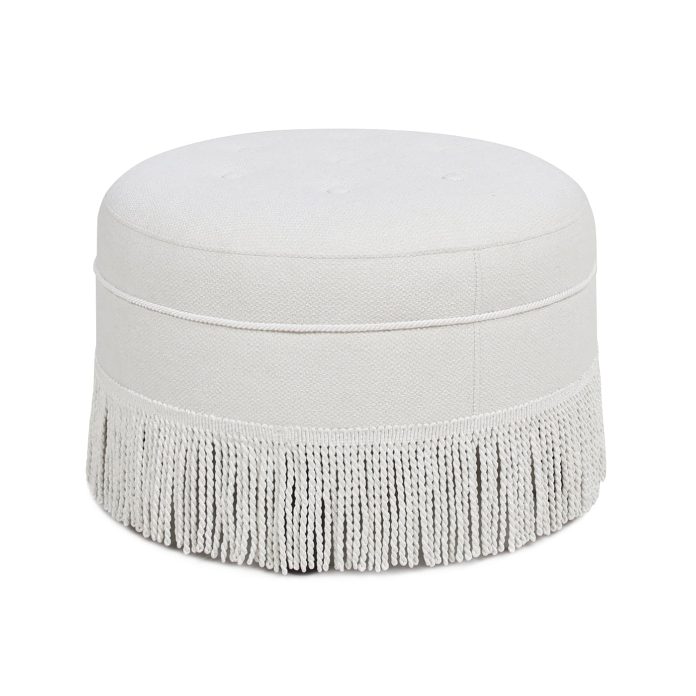 Jennifer Taylor Home 2345-D014 Yolanda Midcentury Alabaster Off White Tweed Round Ottoman