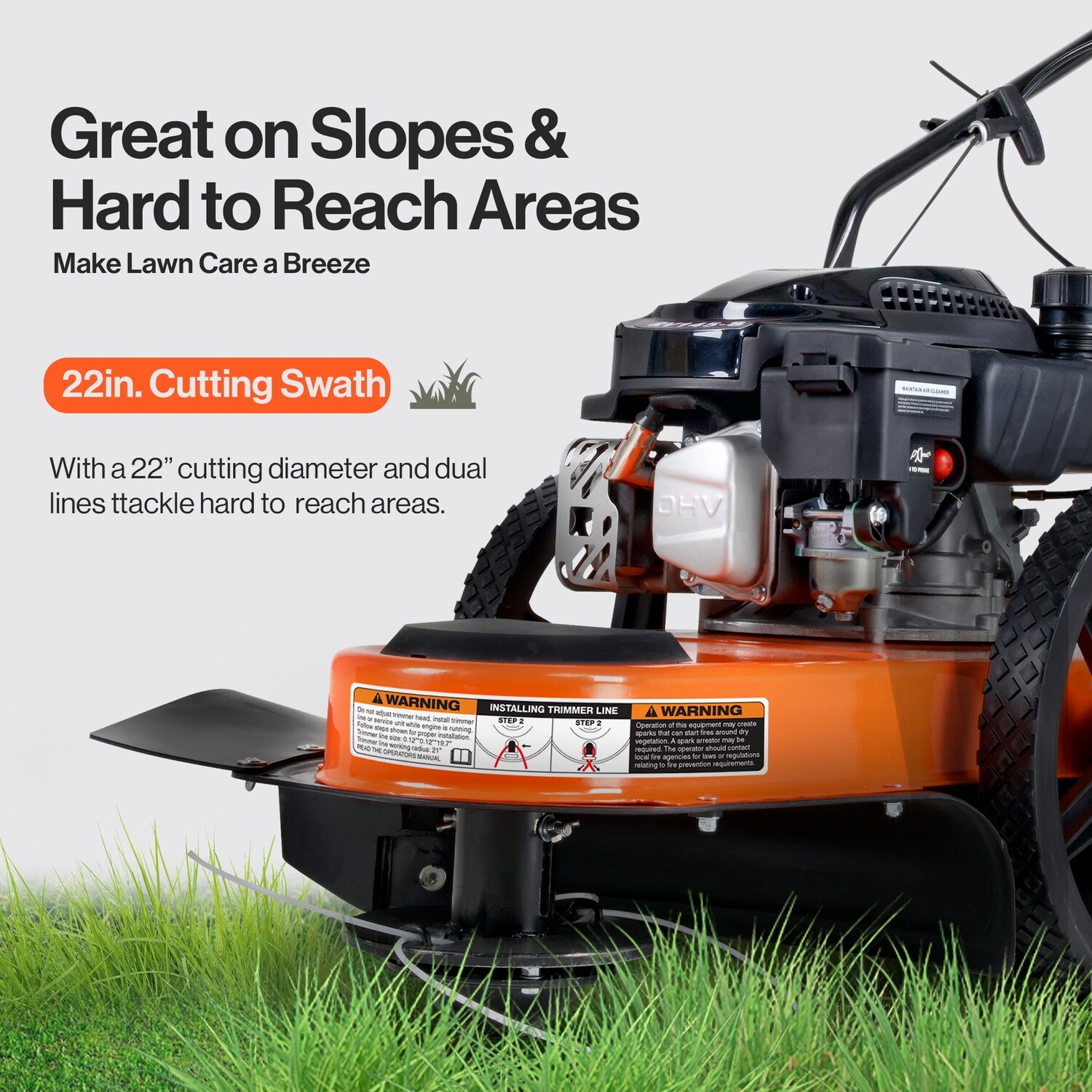 SuperHandy 170cc 4-Stroke Gas String Trimmer Mower 22in Cutting