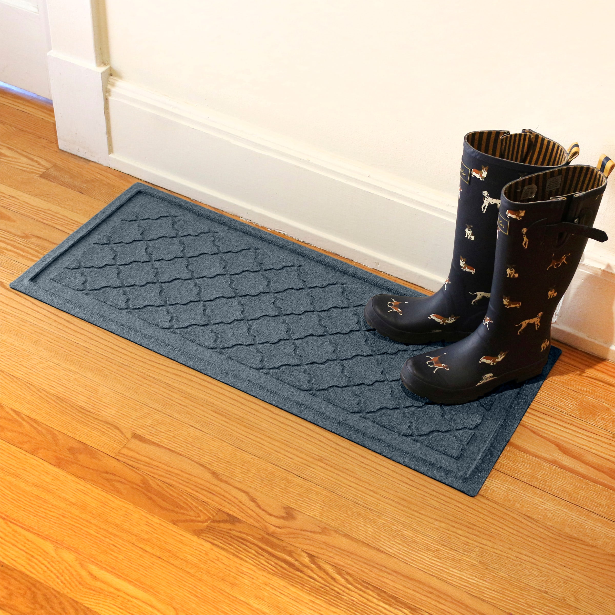 Waterhog Indoor/Outdoor Paws and Squares Doormat, 2' x 3' - Bluestone