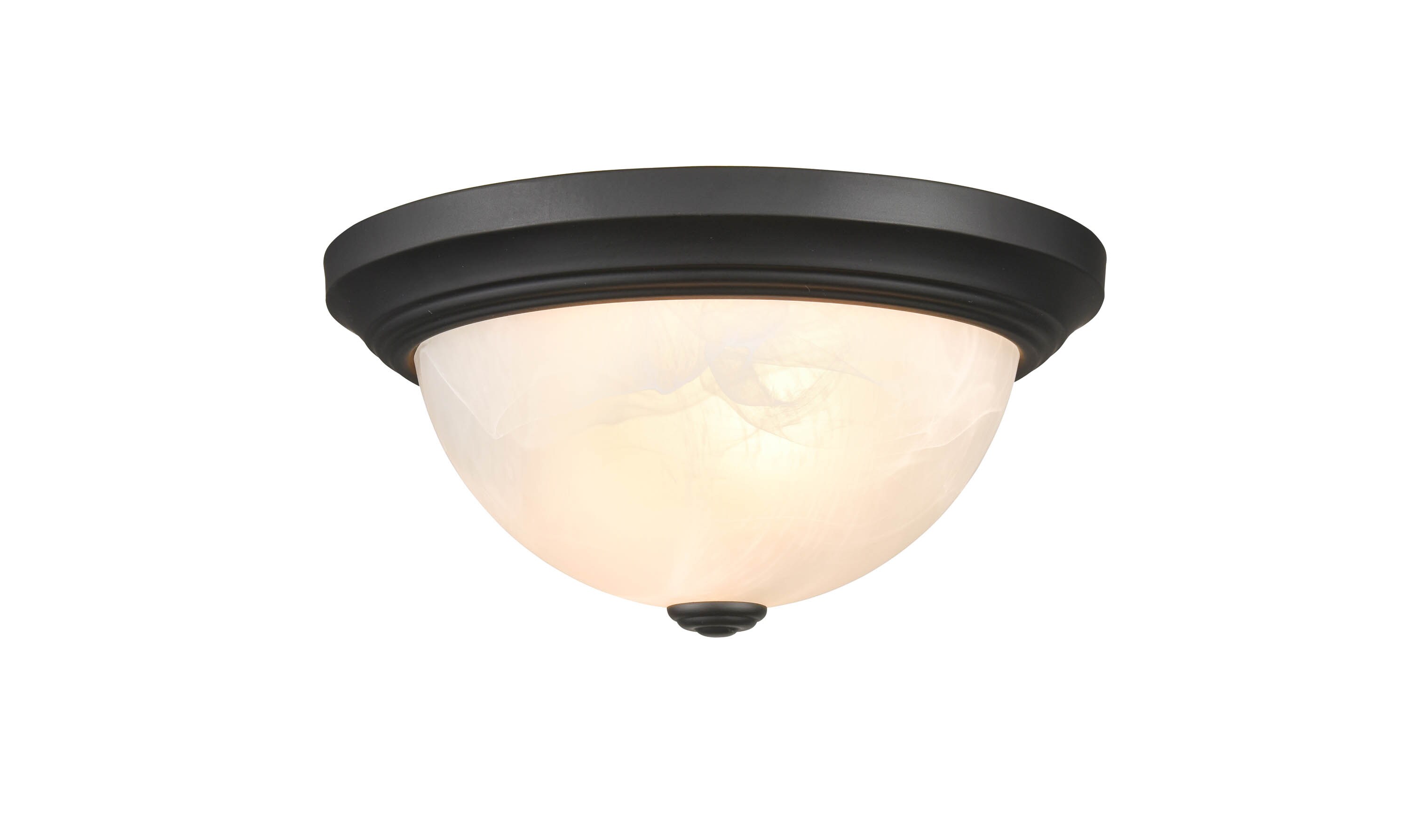 Matte Black and Chrome Glass Bowl Flushmount Light