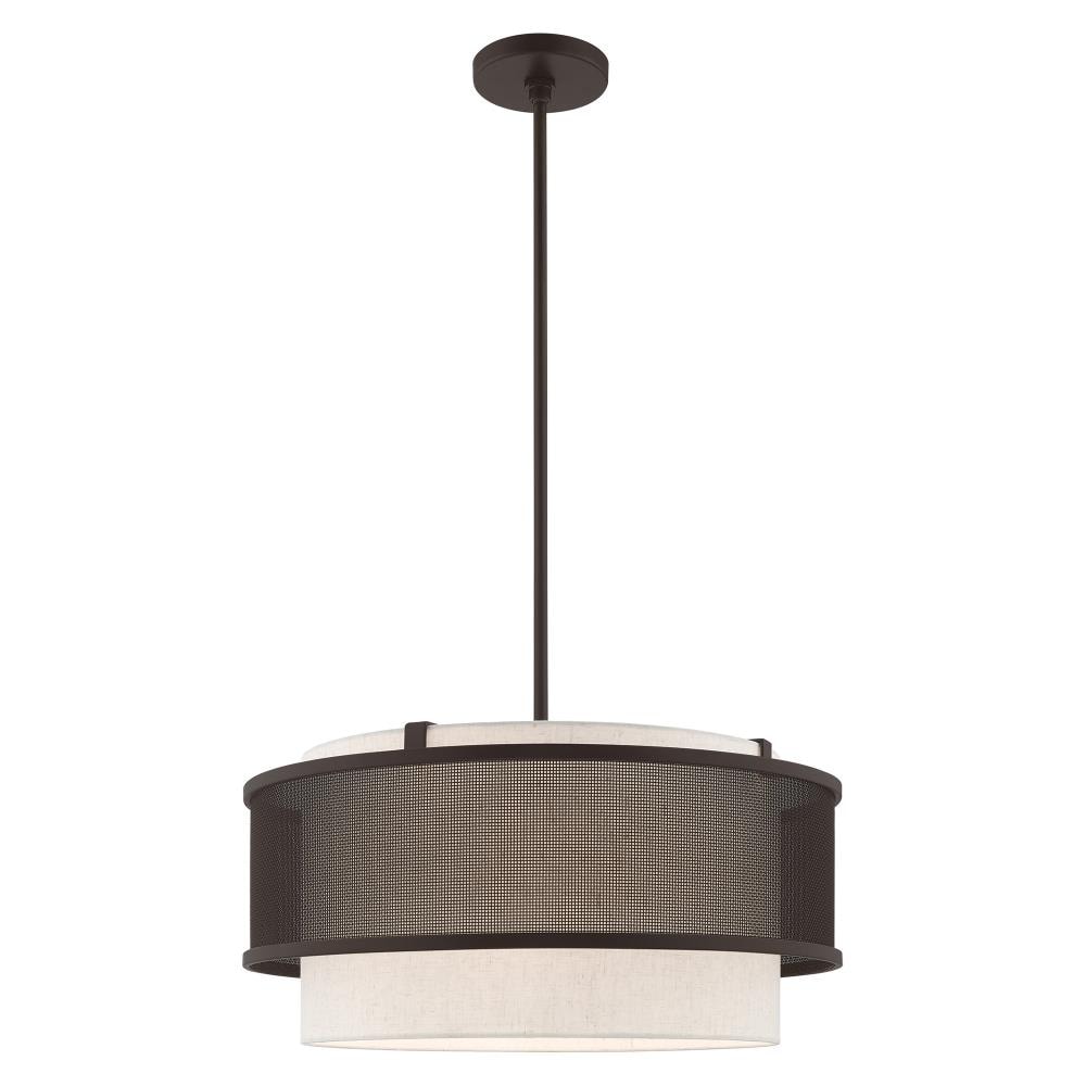 Braddock Bronze 4-Light Drum Chandelier with Oatmeal Shade