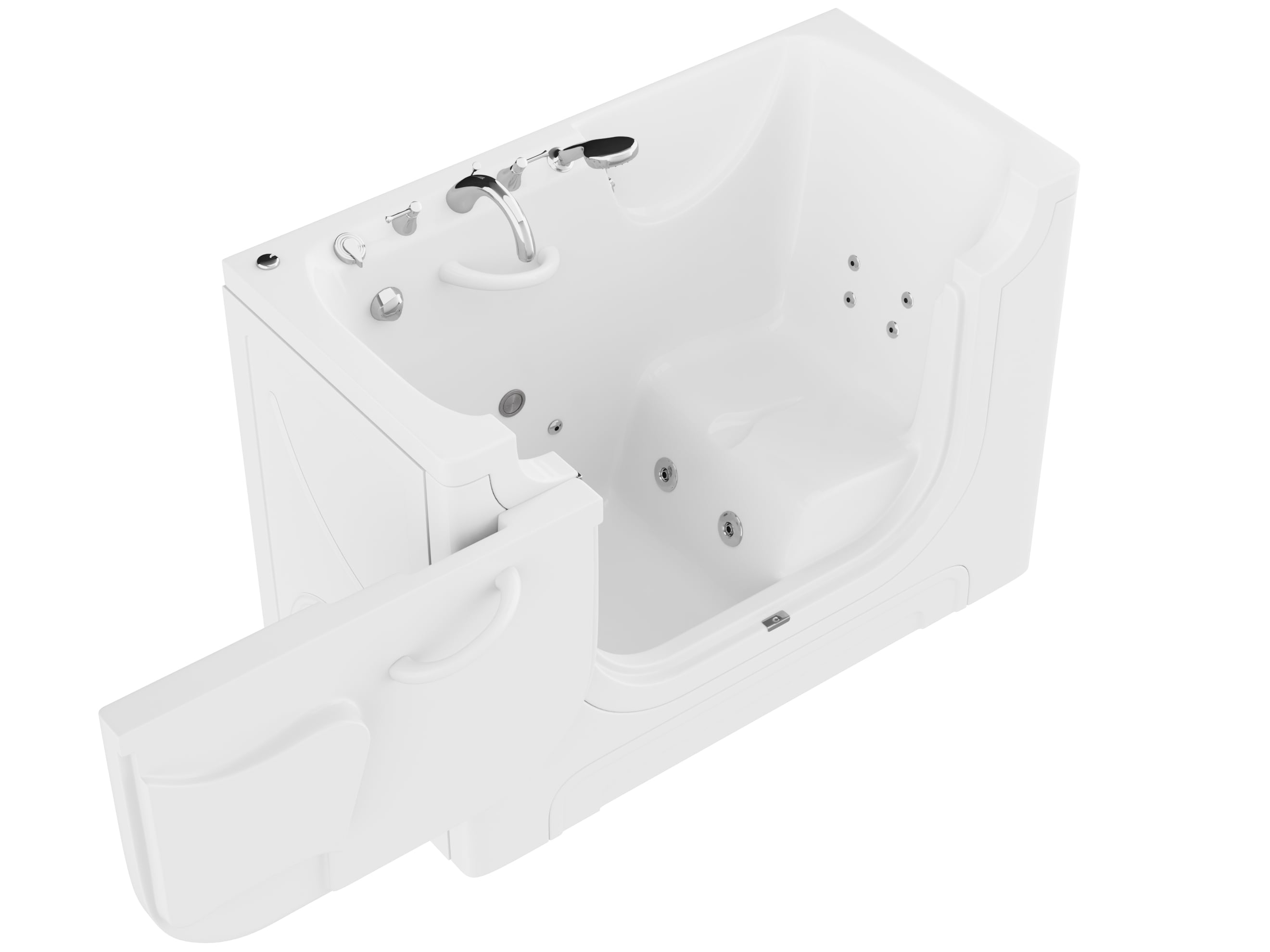 Endurance WTLSX Series 30-in x 60-in Glossy white Acrylic Rectangle Walk-in Whirlpool Tub with Faucet Hand Shower with Drain ( Left Drain )
