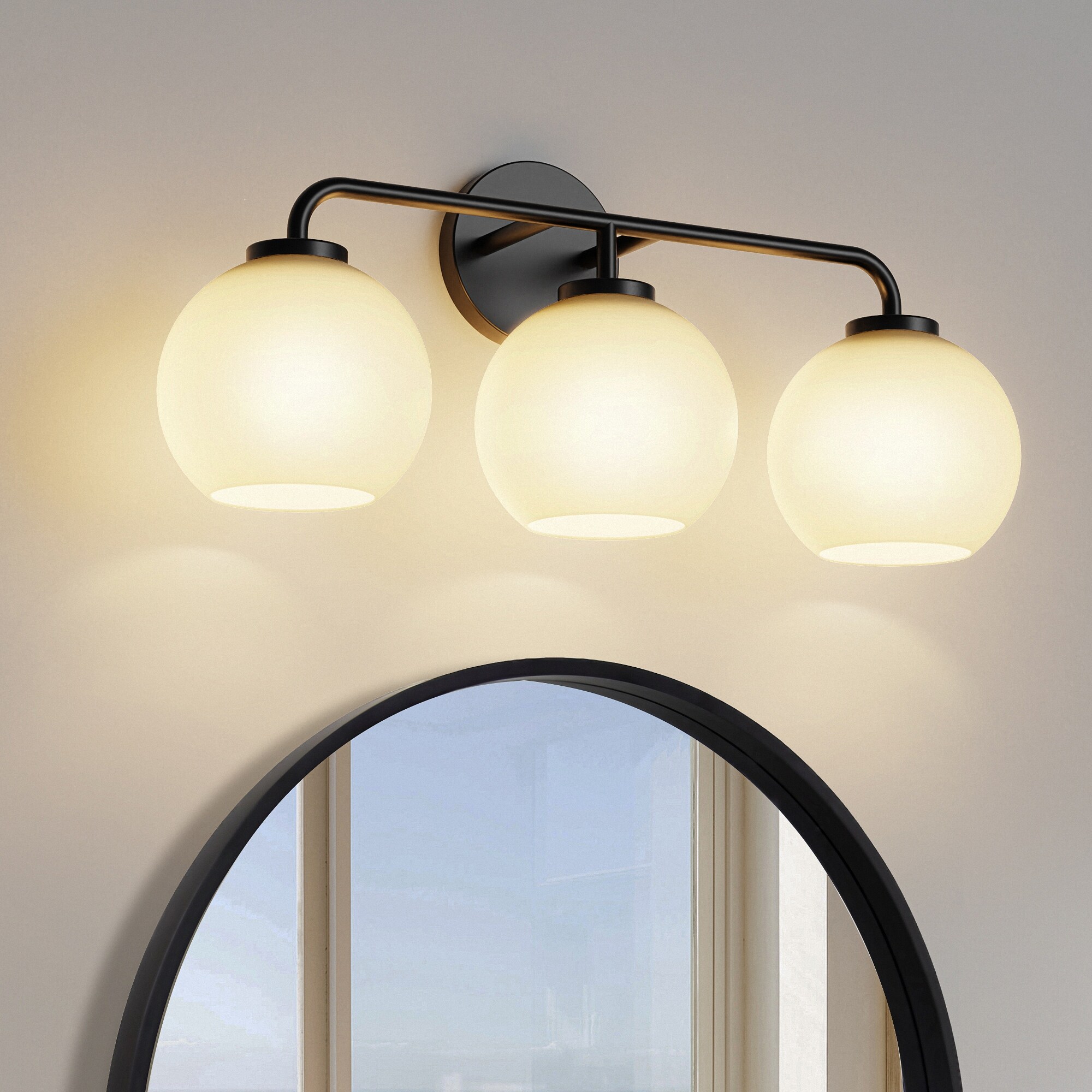 YANSUN LA-ZD-JQ13901CBL-11 22.7-in 3 -Light Matte Black Industrial Vanity light